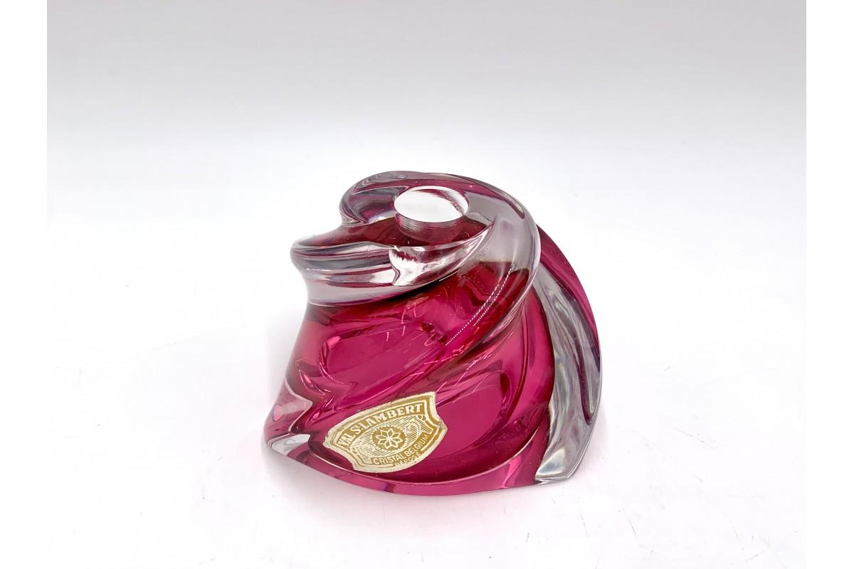 Milieu du XXe siècle Chandelier rose en cristal, Val St. Lambert, Belgique, années 60 en vente