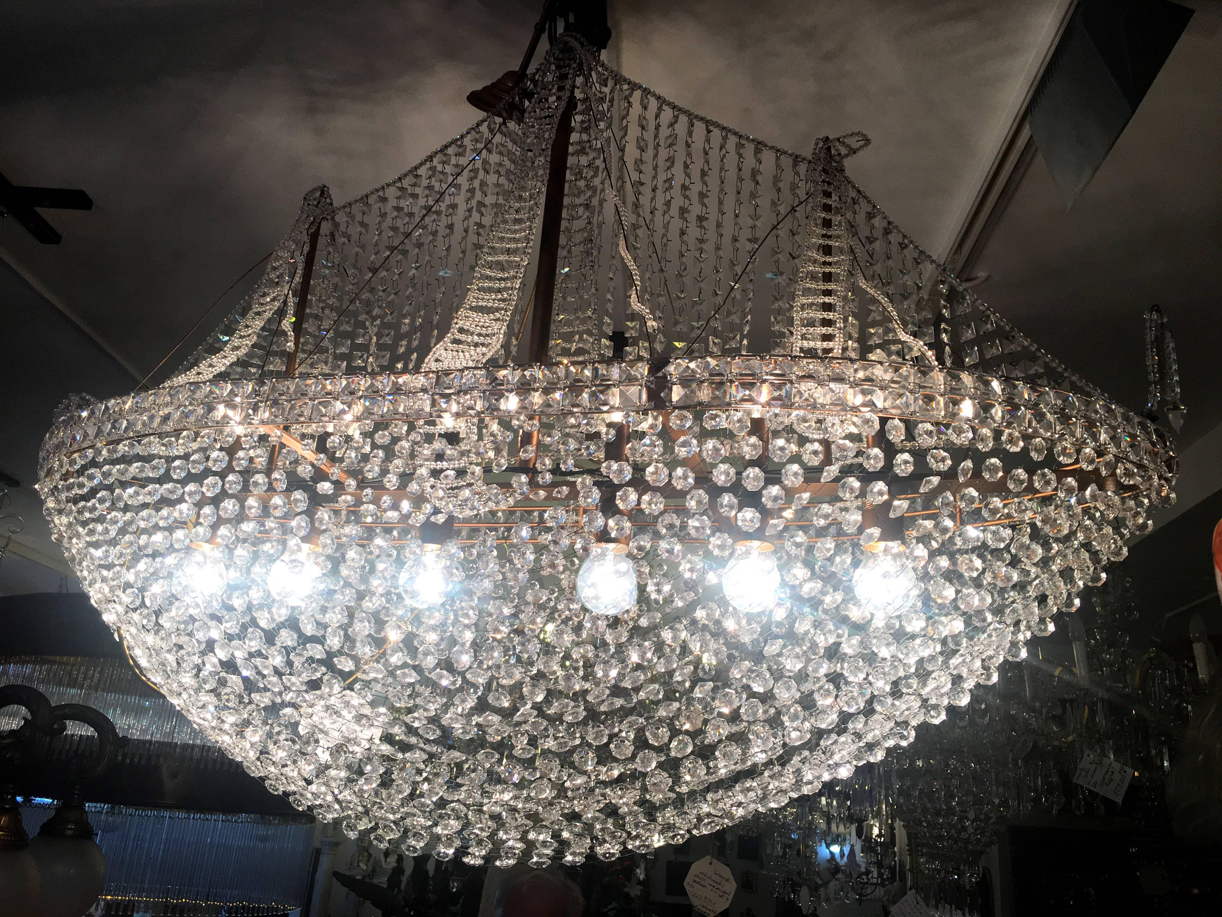 Italian Crystal Pirate Ship Chandelier, Italy, 1950