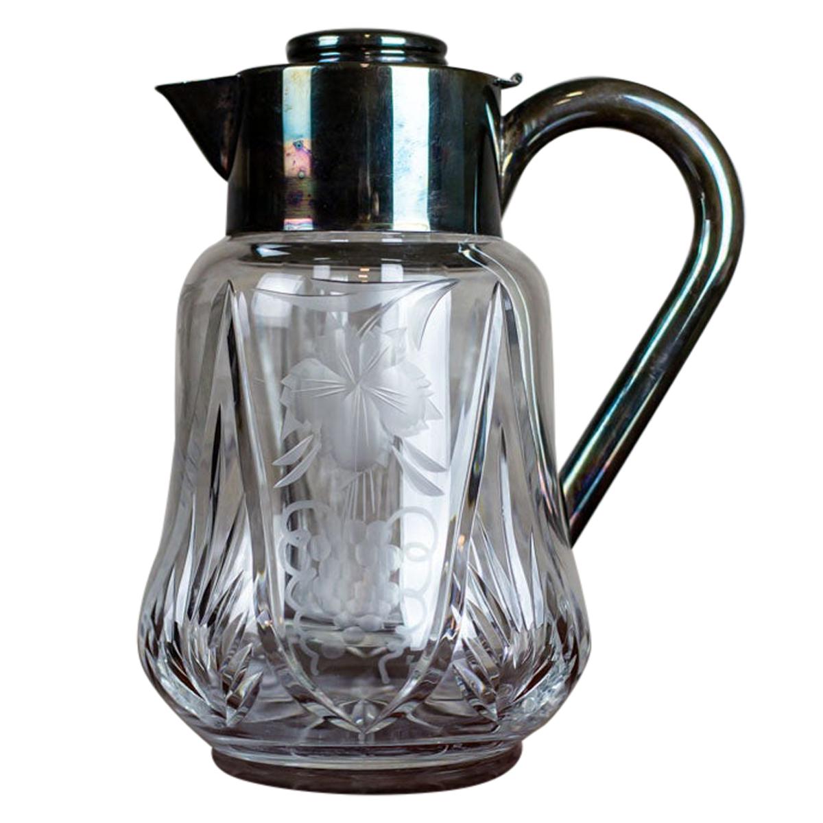 Crystal Pitcher from the Interwar Period For Sale