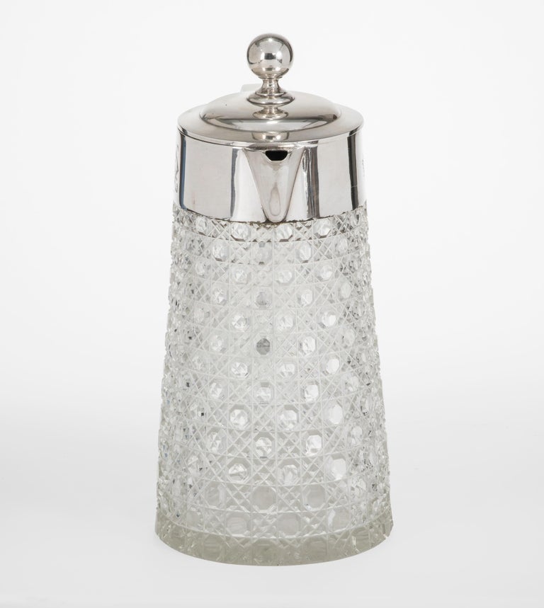 Crystal Pitcher with German Silver Handle and Lid For Sale at 1stDibs
