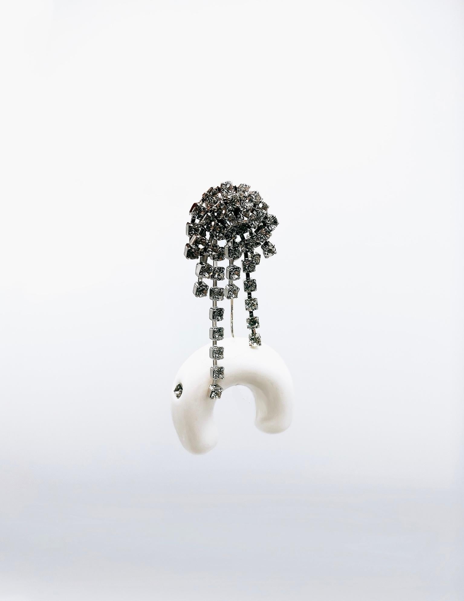 Women's or Men's Crystal Post Earrings with Detachable Donuts Charms For Sale