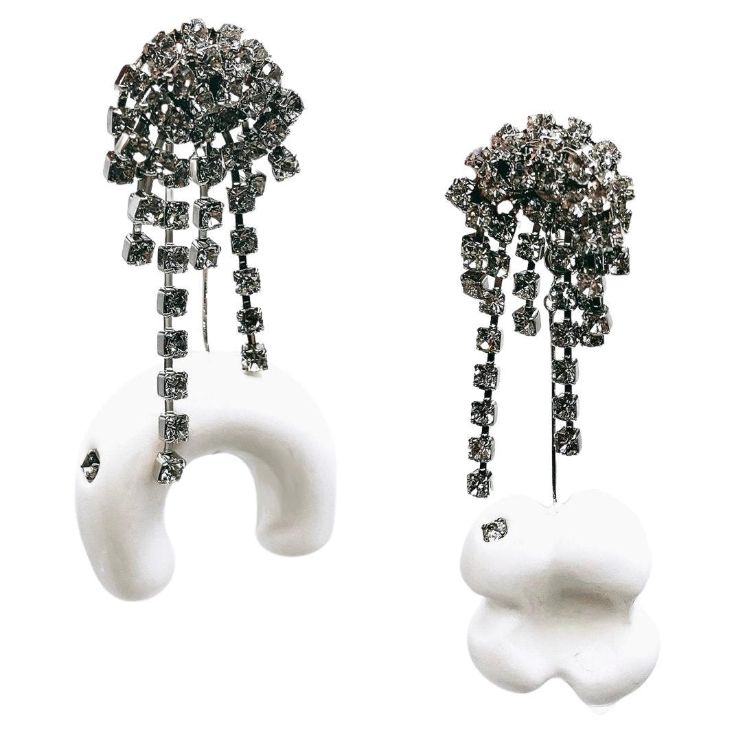 Crystal Post Earrings with Detachable Donuts Charms For Sale