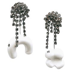 Crystal Post Earrings with Detachable Donuts Charms