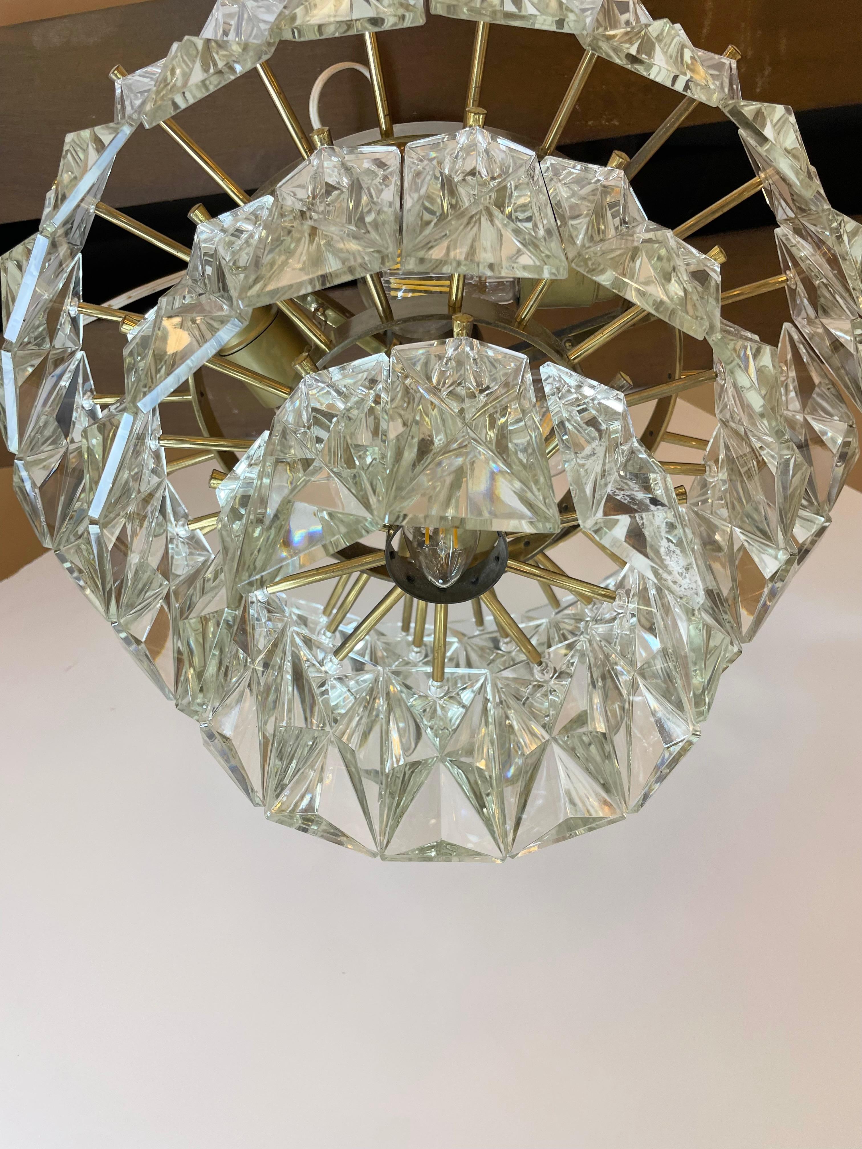 Lampadario a prisma di cristallo di Kinkeldey, anni '70 in vendita 4