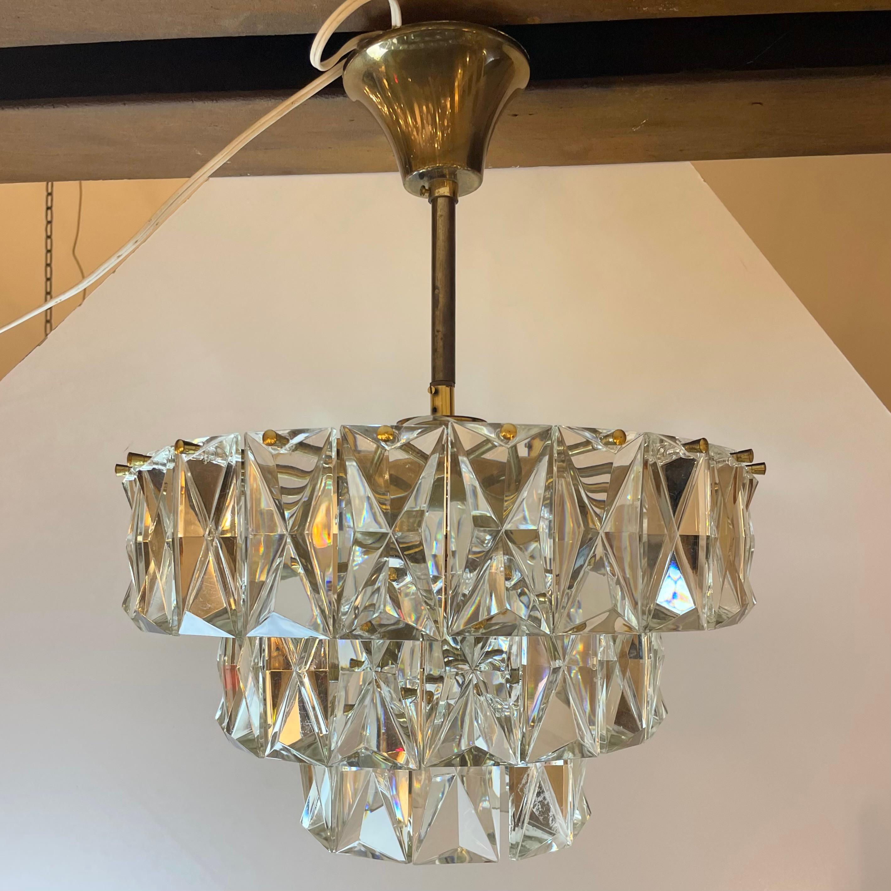 Lampadario a prisma di cristallo di Kinkeldey, anni '70 in vendita 5