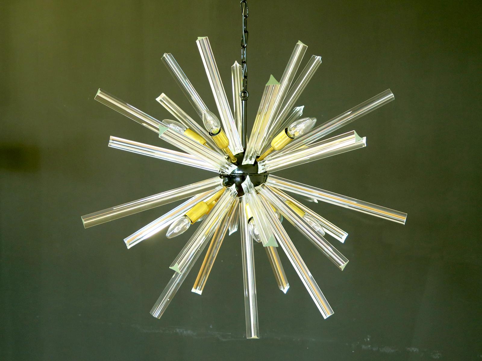 Crystal Prism Sputnik Chandeliers - 30 crystal glass For Sale 4