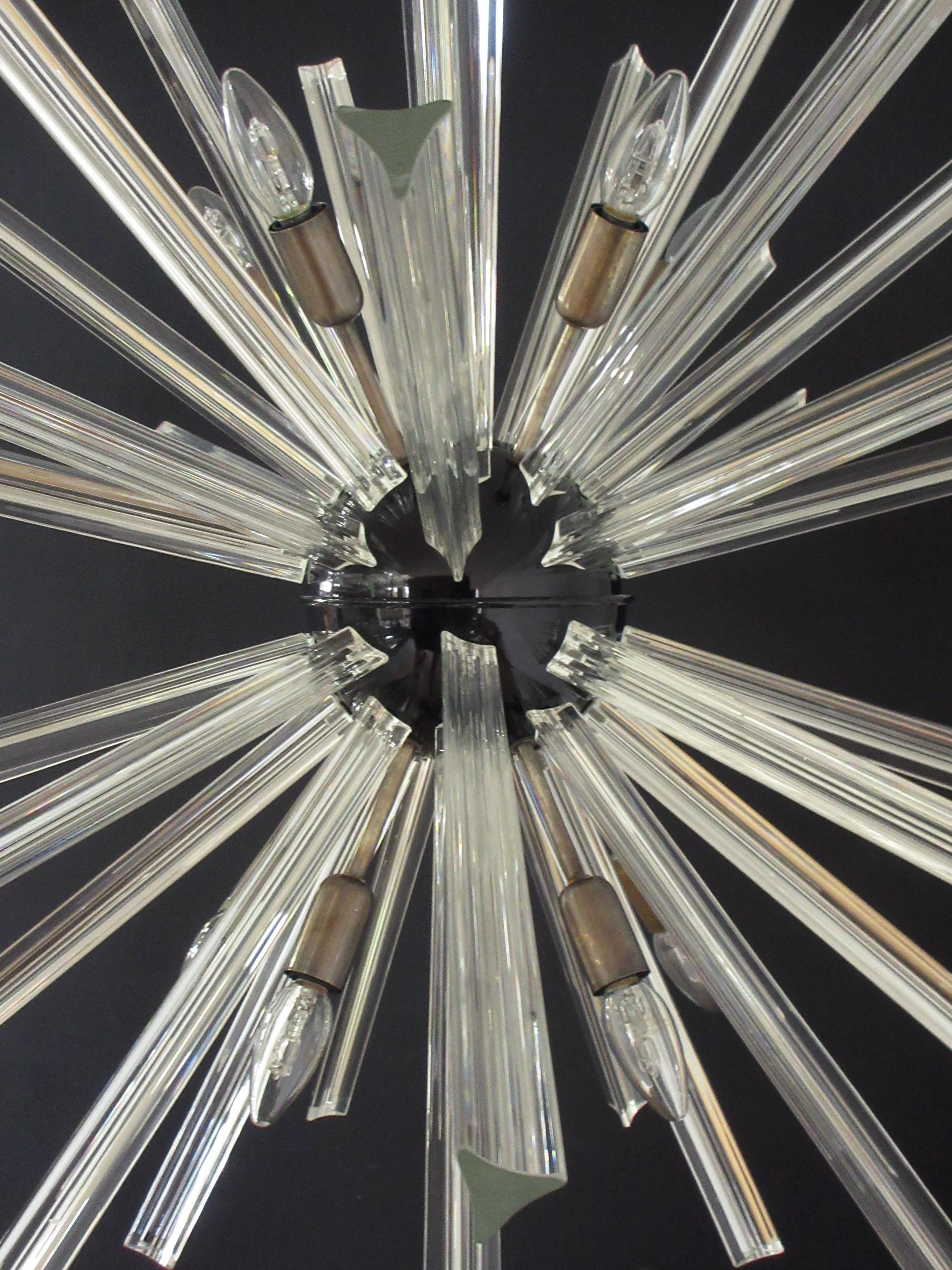 Italian Crystal Prism Sputnik Chandeliers, 50 Prisms