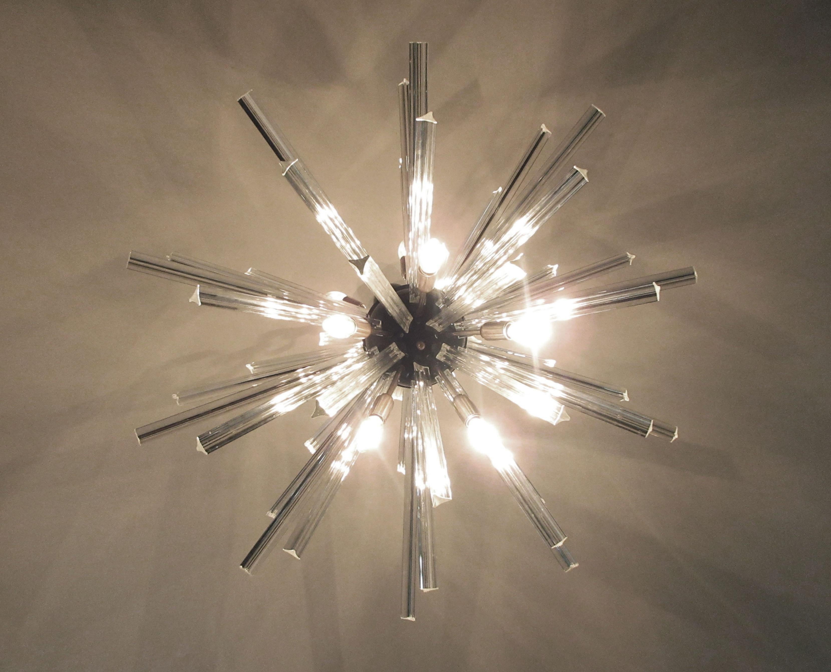 Blown Glass Crystal Prism Sputnik Chandeliers, 50 Prisms