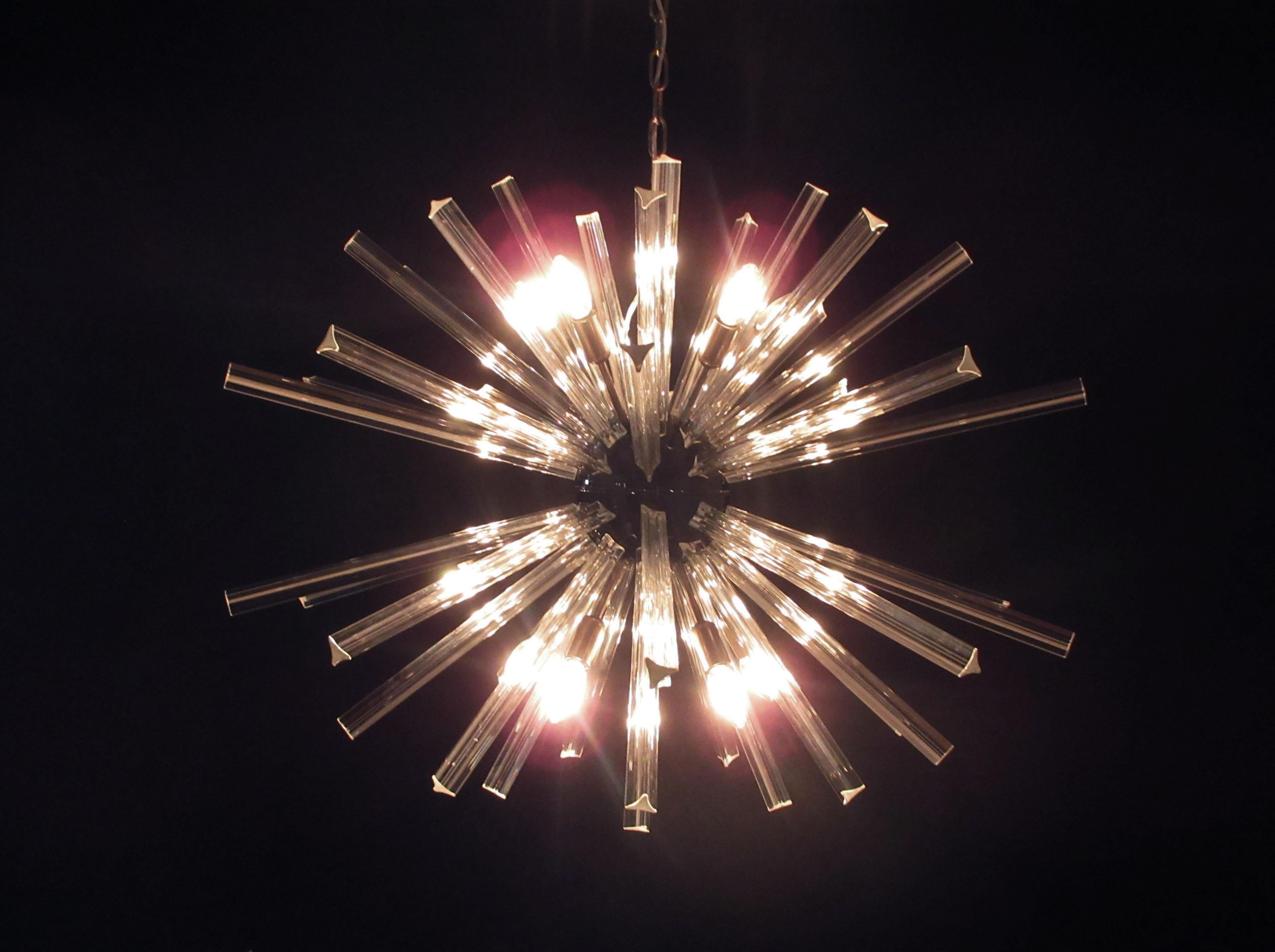 Crystal Prism Sputnik Chandeliers, 50 Prisms, Italy, Murano For Sale 4