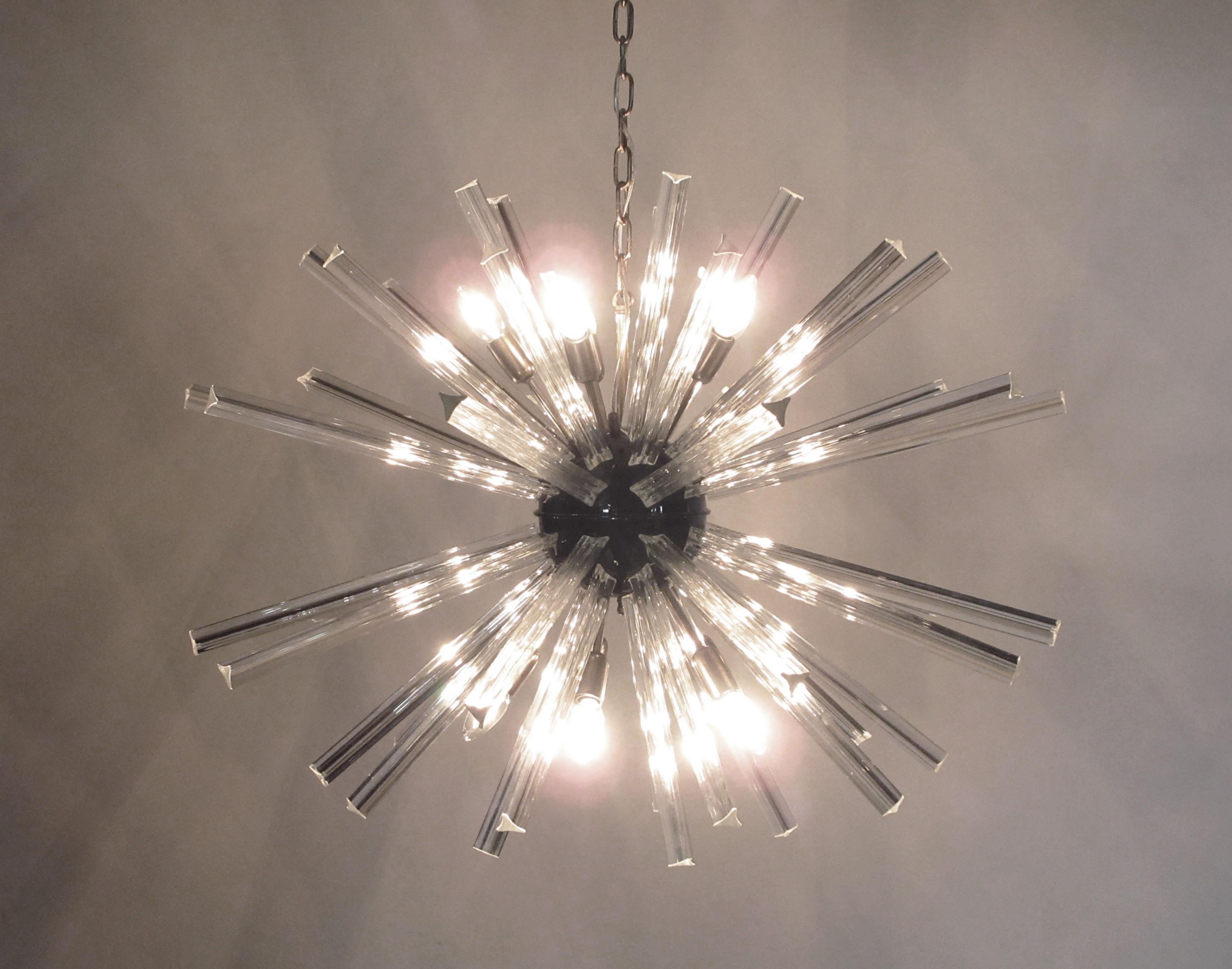 Crystal Prism Sputnik Chandeliers, 50 Prisms, Italy, Murano For Sale 5