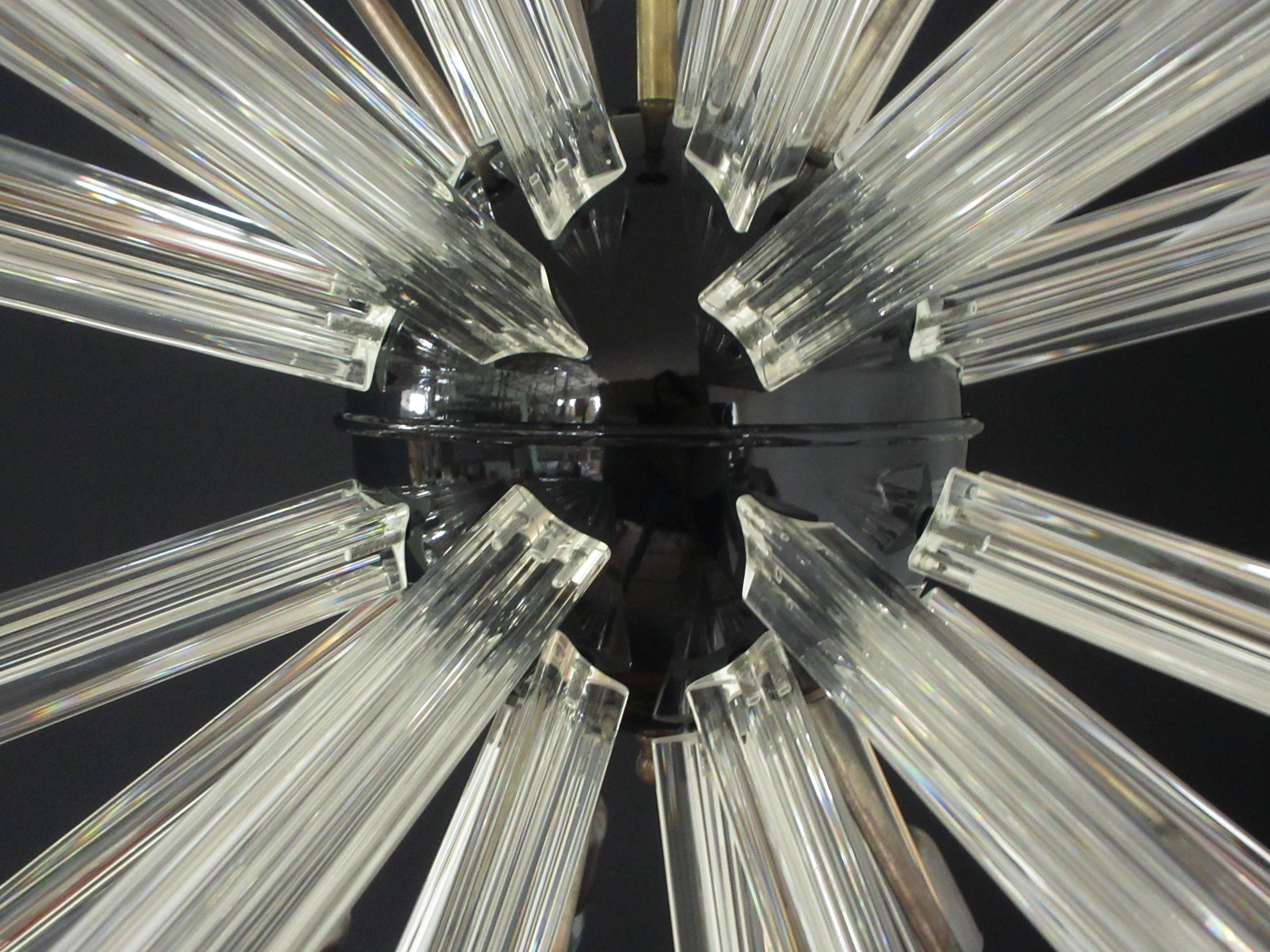 Crystal Prism Sputnik Chandeliers, 50 Prisms, Italy, Murano For Sale 10