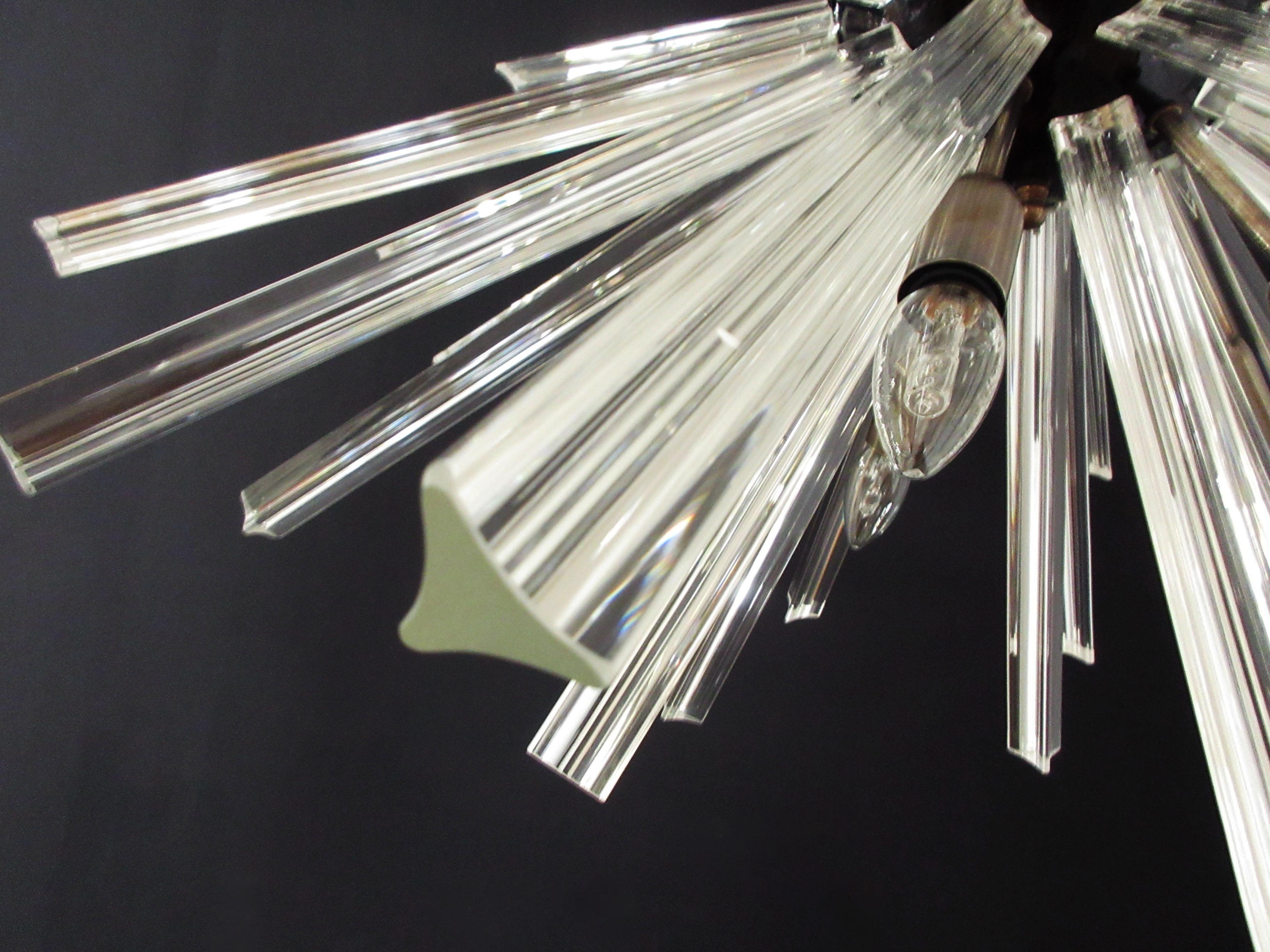 Blown Glass Crystal Prism Sputnik Chandeliers, 50 Prisms, Italy, Murano For Sale