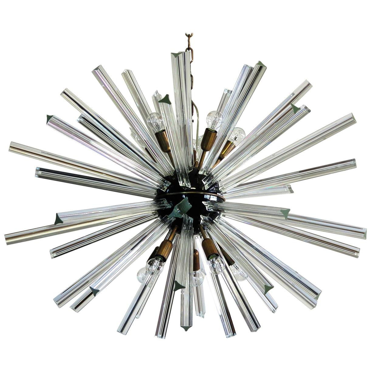 Sputnik-Kronleuchter mit Kristallprismen, 50 Prismen, Italien, Murano