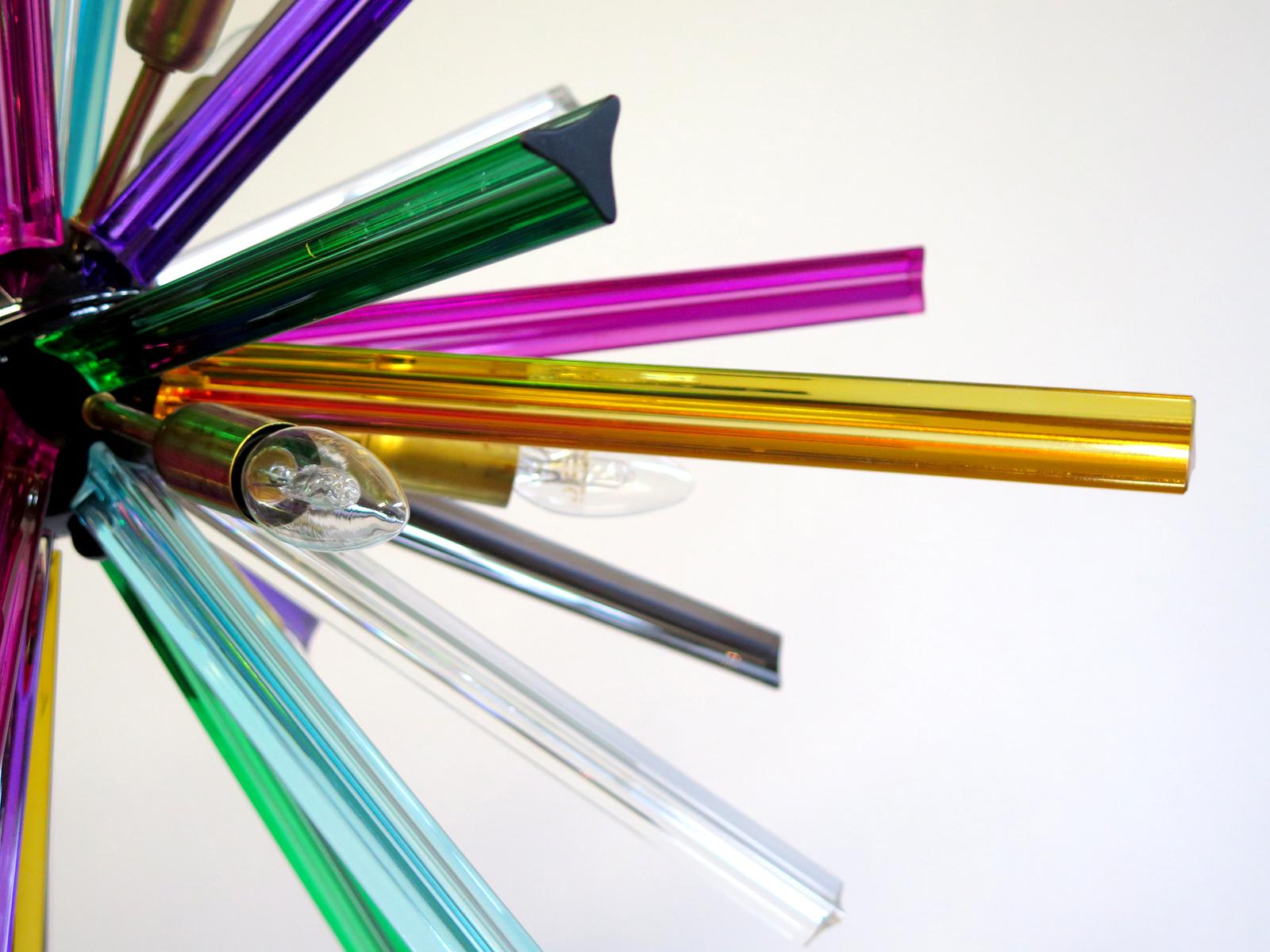Crystal Prism Sputnik Chandeliers, Multi-Color Glasses, Mariangela Model 5