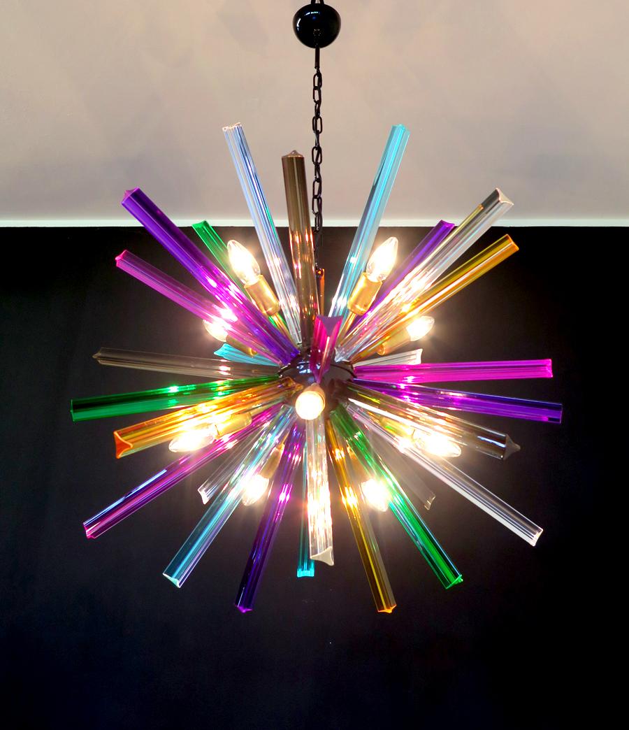 Crystal Prism Sputnik Chandeliers, Multi-Color Glasses, Mariangela Model 1