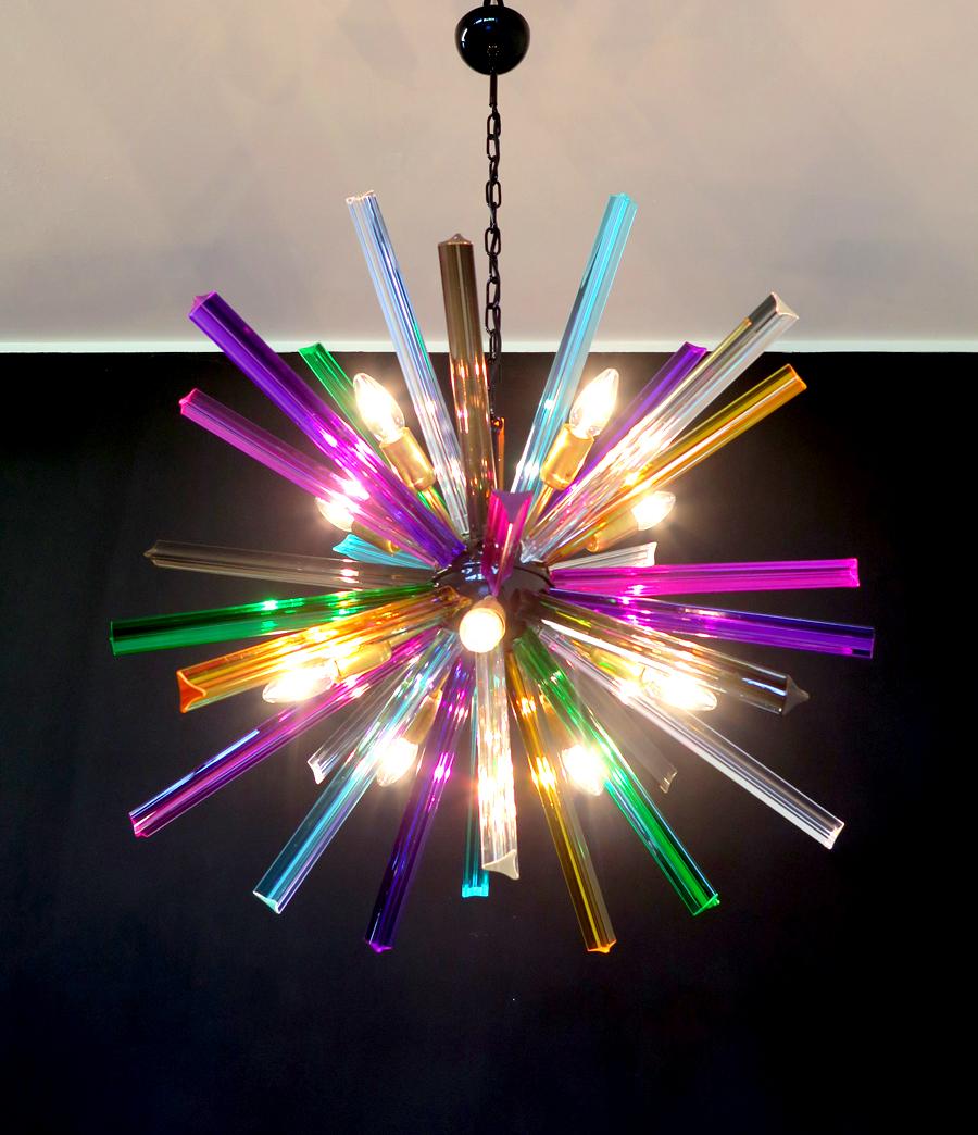 Crystal Prism Sputnik Chandeliers - multicolor glasses - Mariangela Model In Good Condition For Sale In Gaiarine Frazione Francenigo (TV), IT