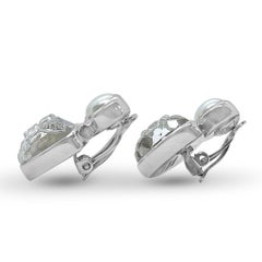 Crystal Quartz and Carved Stone Clip Back Earring