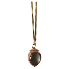 Crystal Quartz Cabuchon Necklace Pink Sapphire Pendant