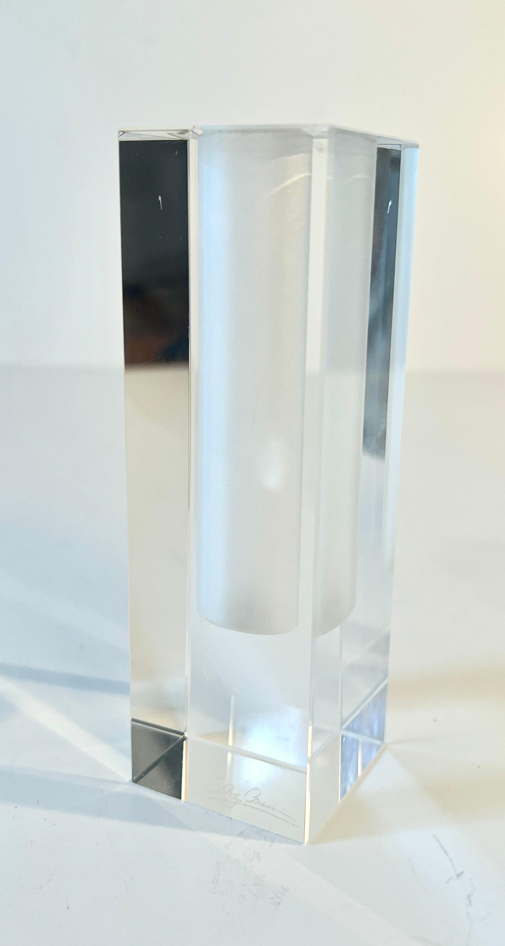 Crystal Rectangular Bud Vase by Oleg Cassini For Sale 3
