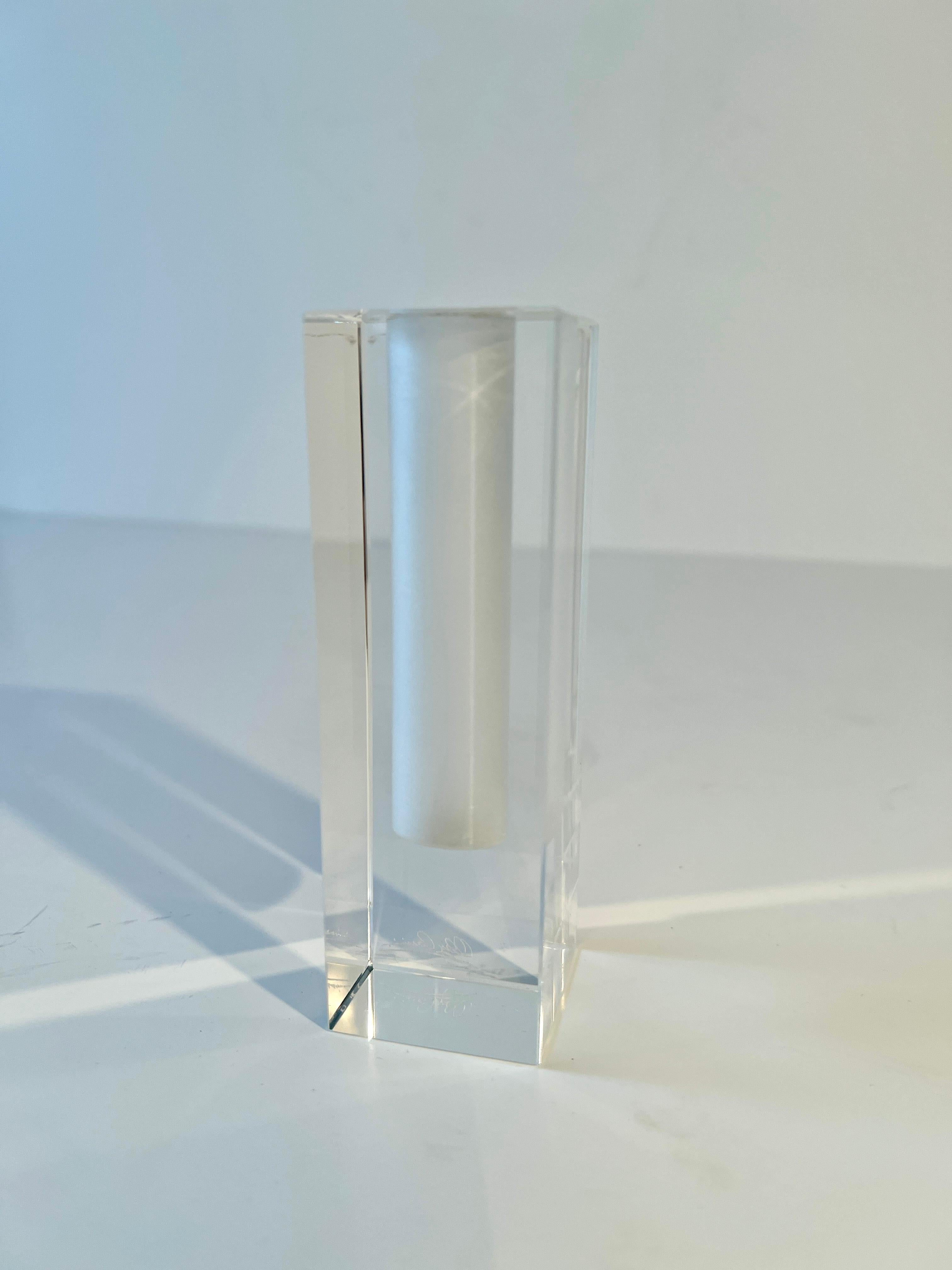 Mid-Century Modern Crystal Rectangular Bud Vase by Oleg Cassini For Sale