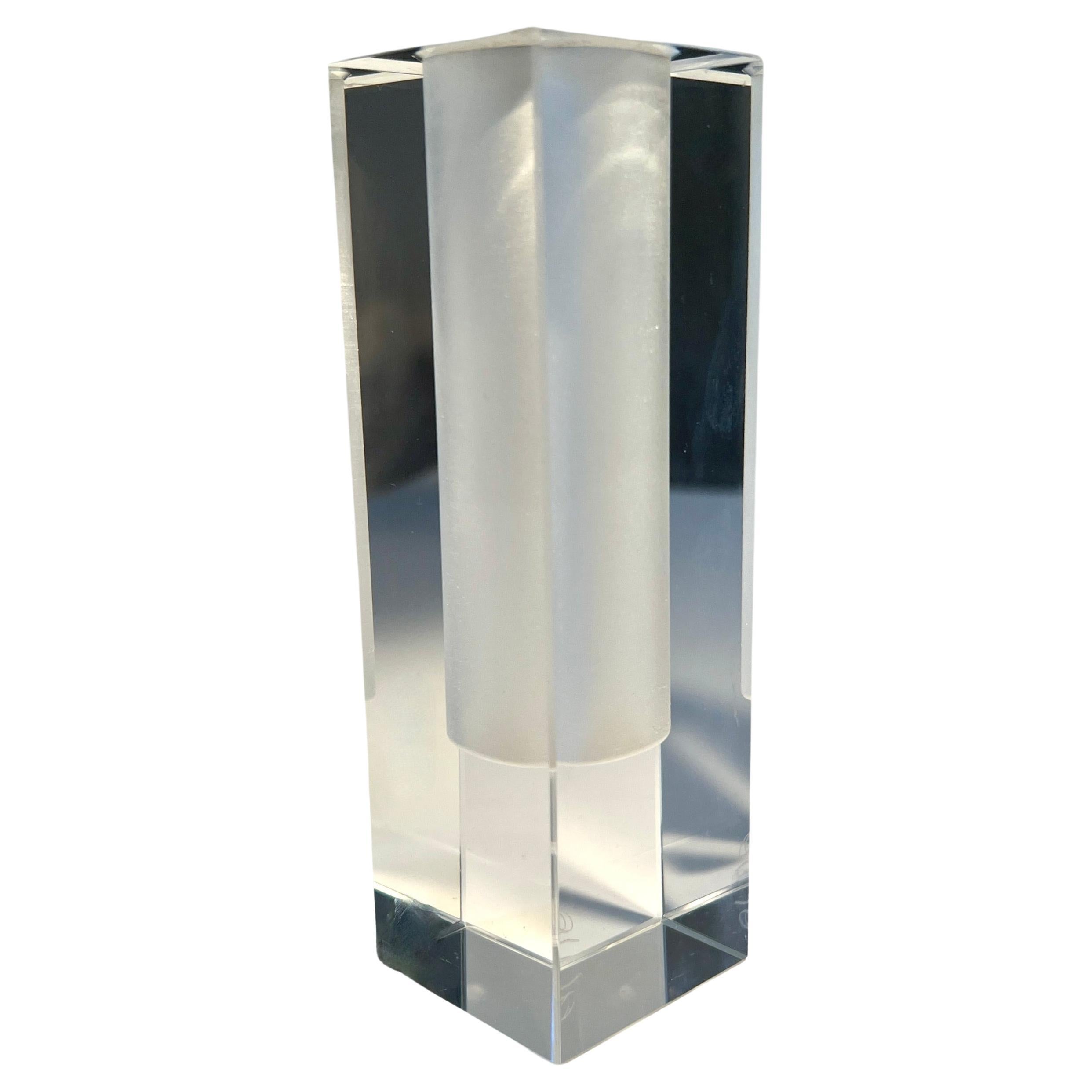 Crystal Rectangular Bud Vase by Oleg Cassini
