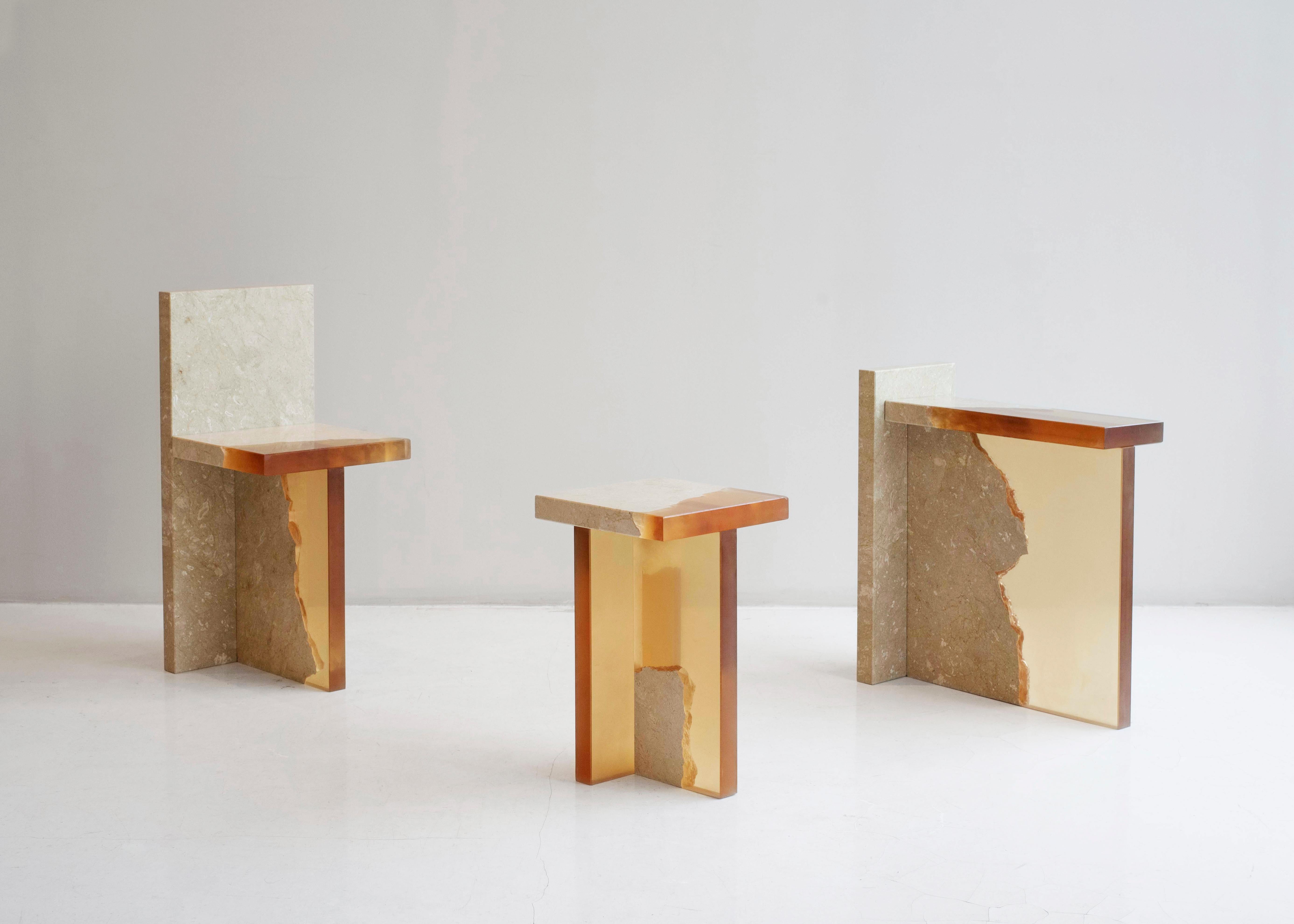 Crystal resin and marble - fragment side table - Jang Hea Kyoung
Artist: Jang Hea Kyoung
Materials: Crystal resin and marble
Dimensions: 28 x 28 x 46 cm
Can also be used a stool

Jang Hea Kyoung is based in Seoul, Republic of Korea. She