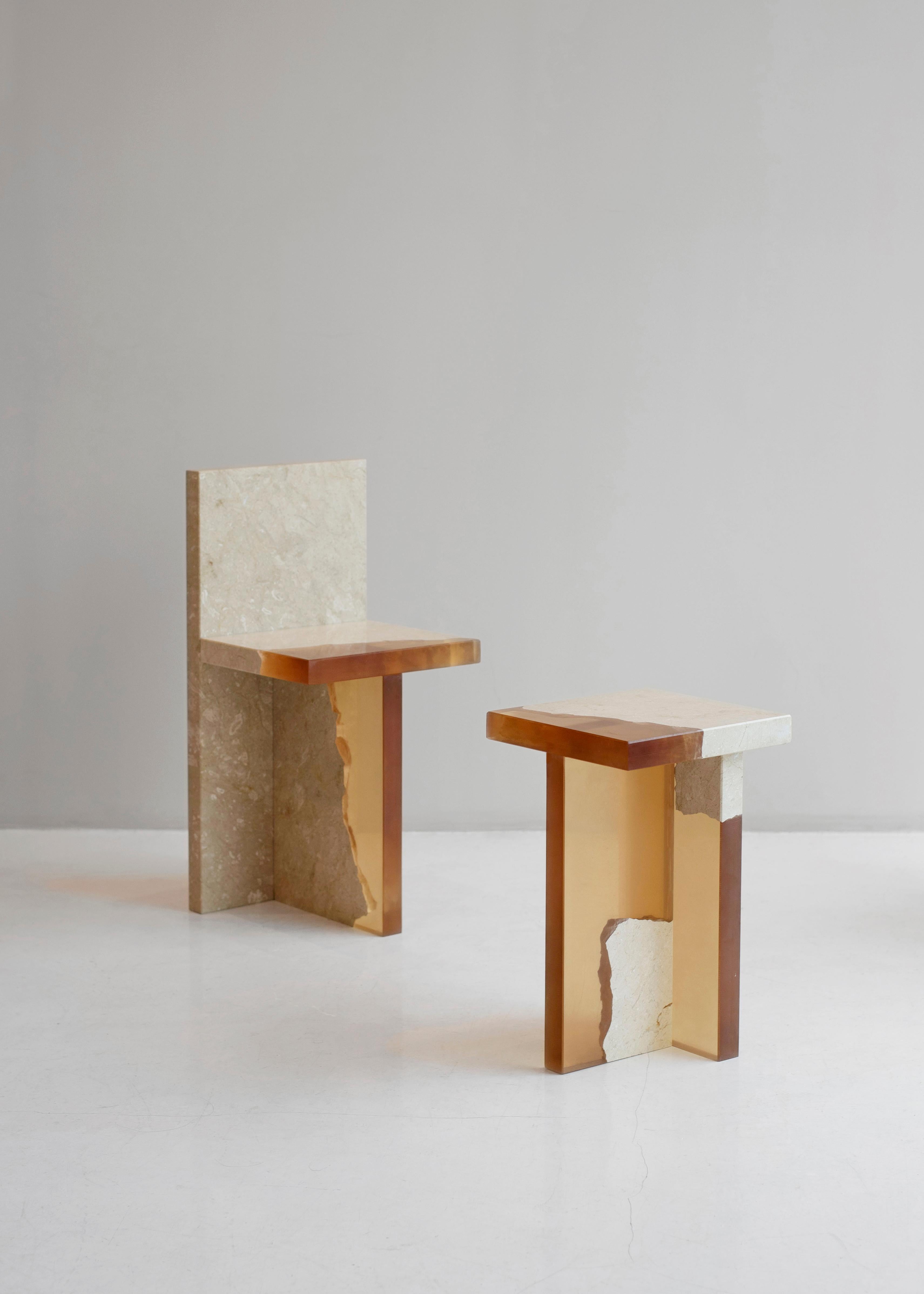 Organic Modern Crystal Resin and Marble, Fragment Side Table, Jang Hea Kyoung