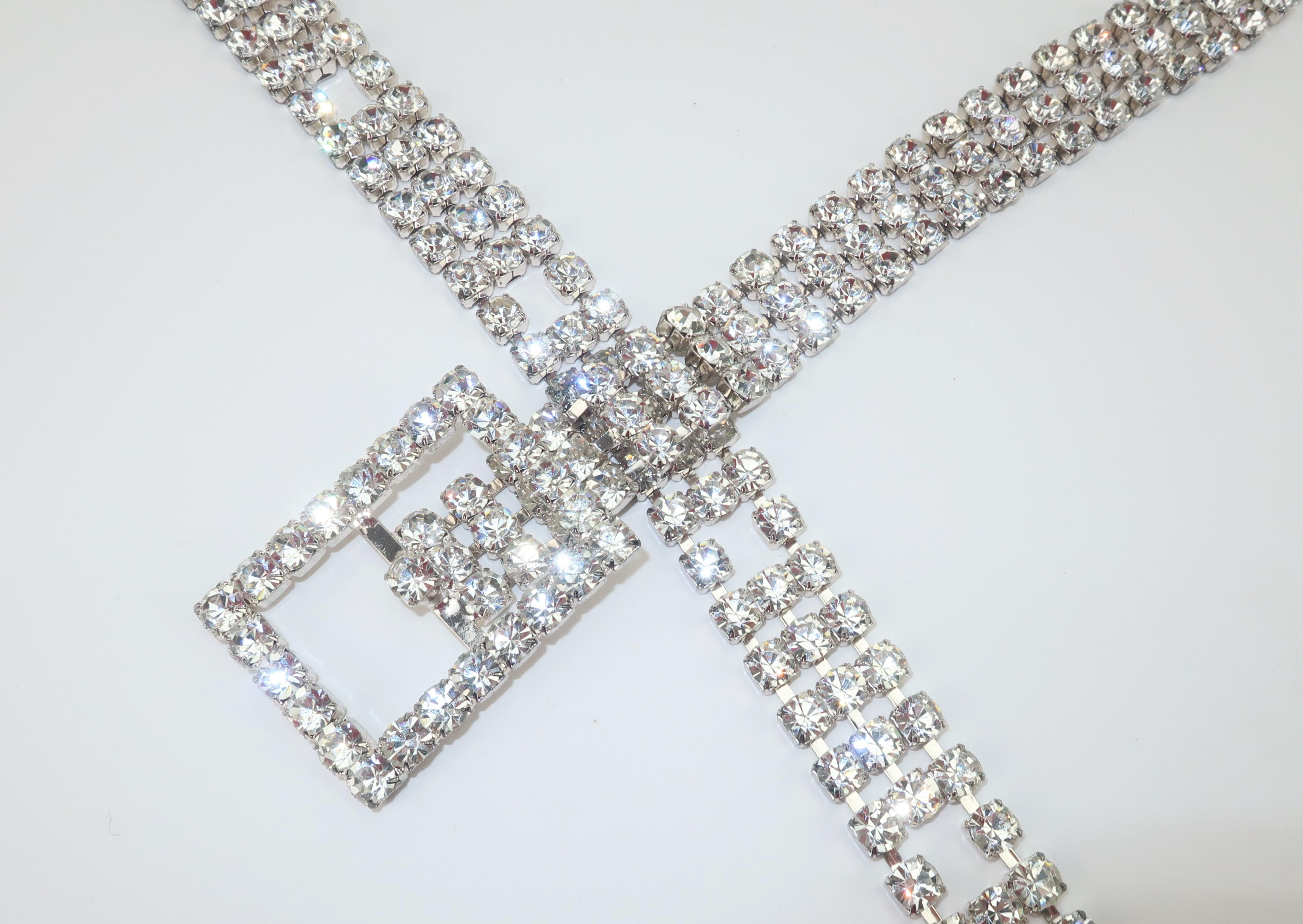 Crystal Rhinestone Swag Belt, 1970's 2