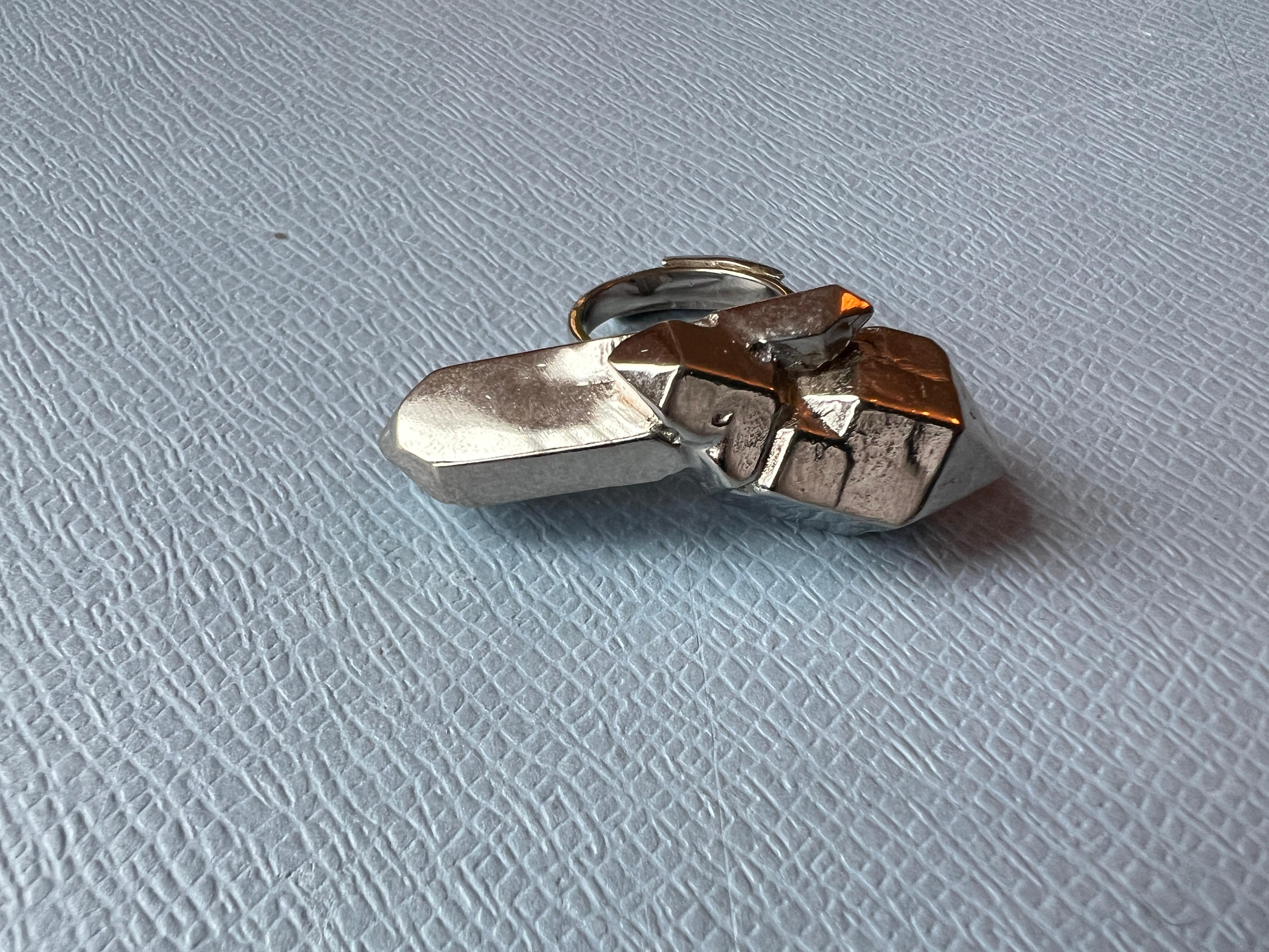 Crystal Ring Palladium Plated Vintage In New Condition For Sale In Los Angeles, CA