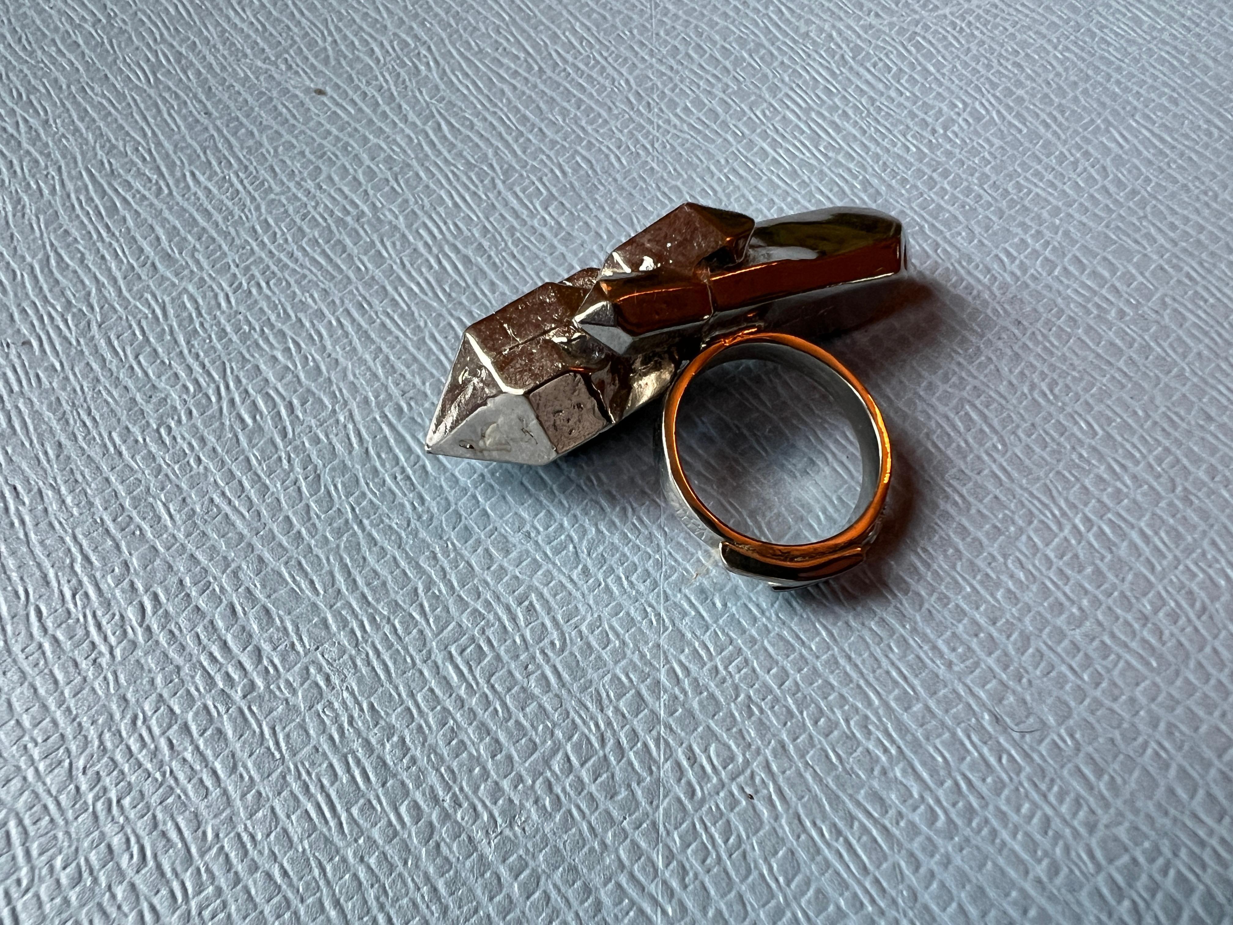 Crystal Ring Palladium Plated Vintage For Sale 1