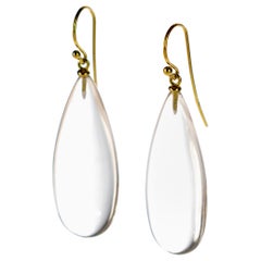 Crystal Rock 18 Karat Gold Tear Drops Pear Crafted Dangle Translucent Earrings
