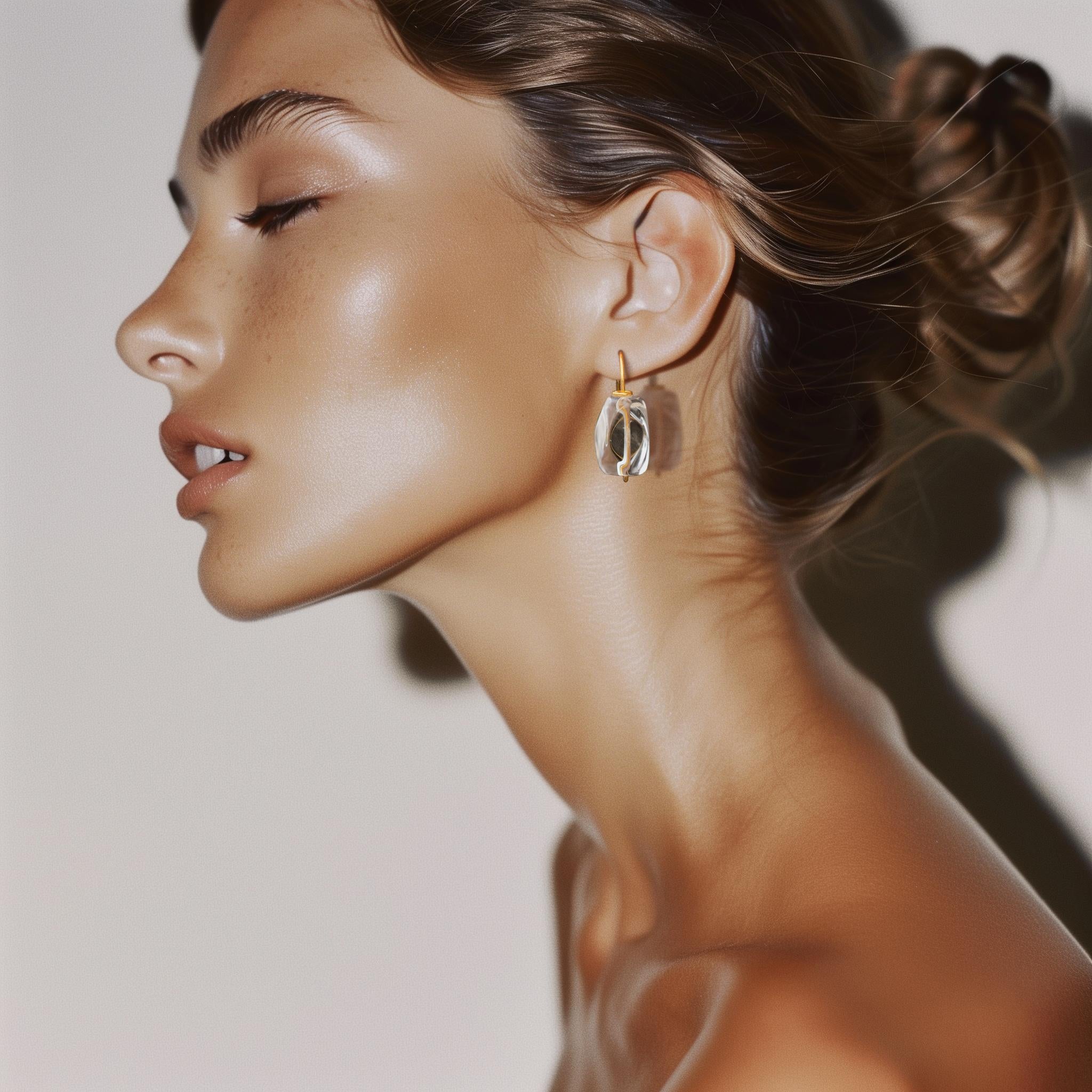 This simple White Crystal Rock earrings will bring you a sense of unexpected edge, fun, and understated sophistication, perfect for any occasion

1.25
