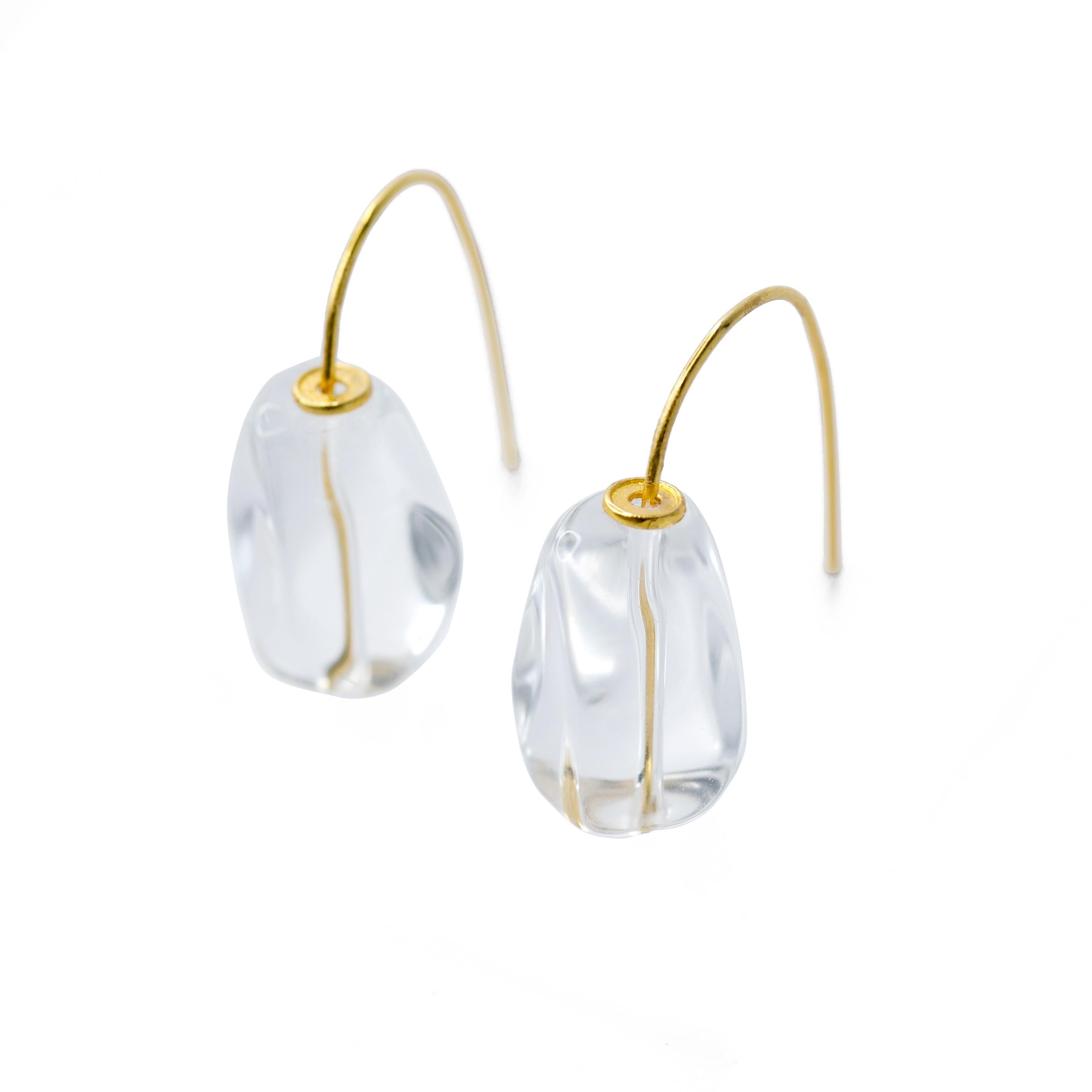 Bead Crystal Rock Gold Hook Earrings - By Bombyx House For Sale