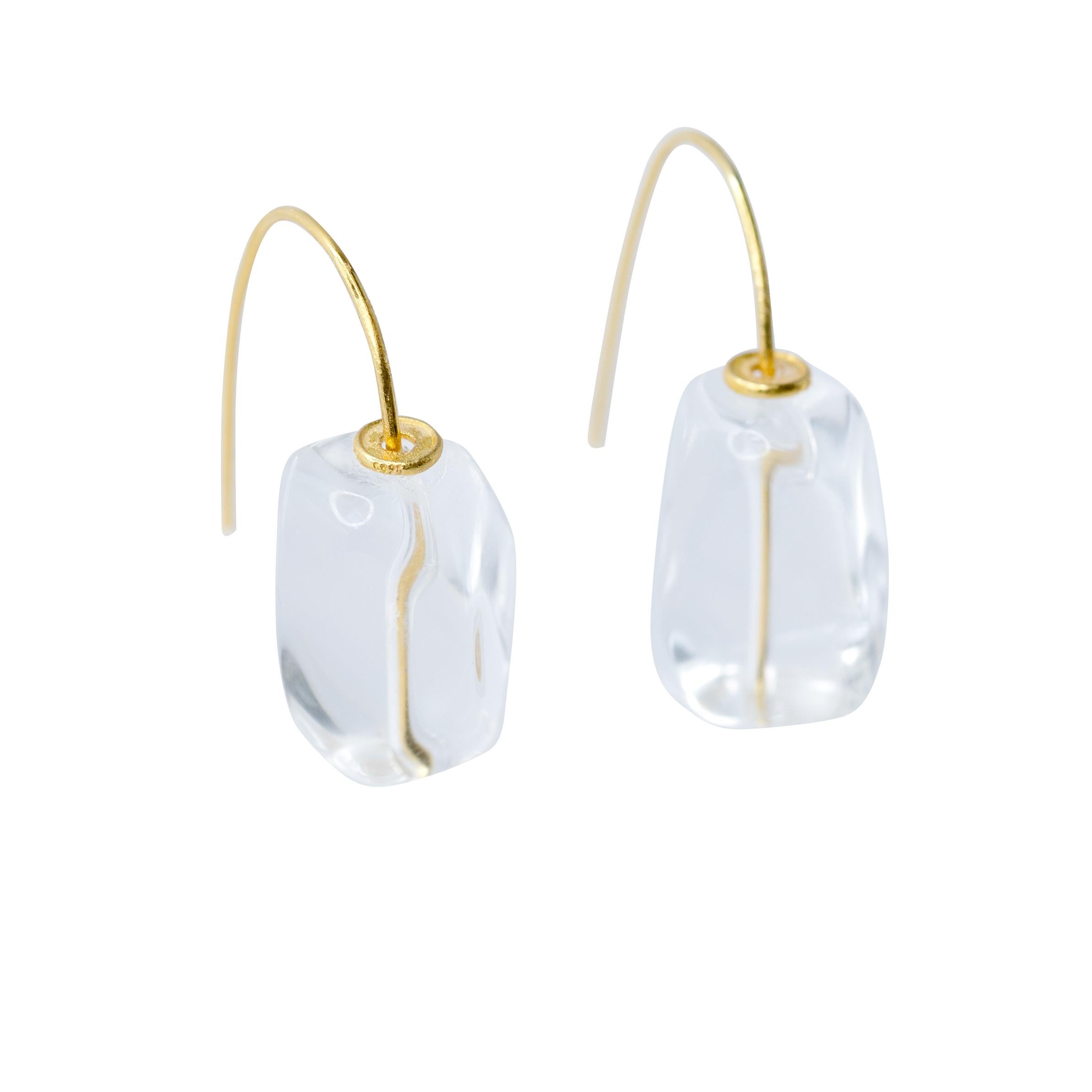 Crystal Rock Gold Hook Earrings - By Bombyx House In New Condition For Sale In Westport, CT