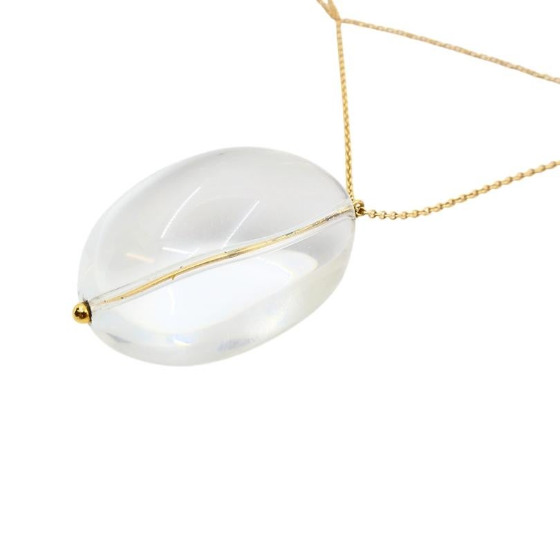 Pendentif en cristal de roche Collier chaîne en or 18k en vente 1