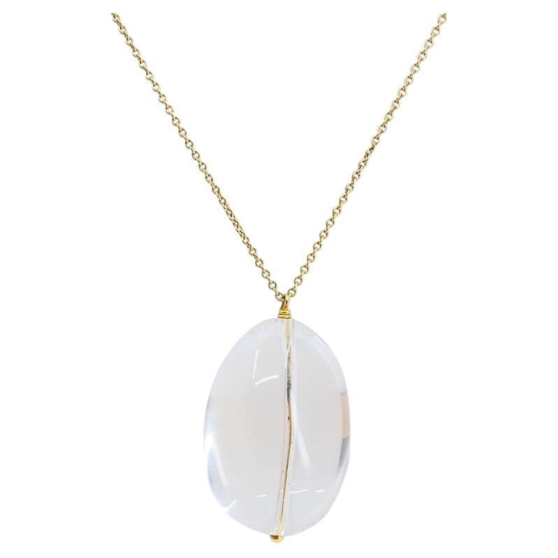 Pendentif en cristal de roche Collier chaîne en or 18k en vente
