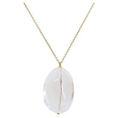 Pendentif en cristal de roche Collier chaîne en or 18k