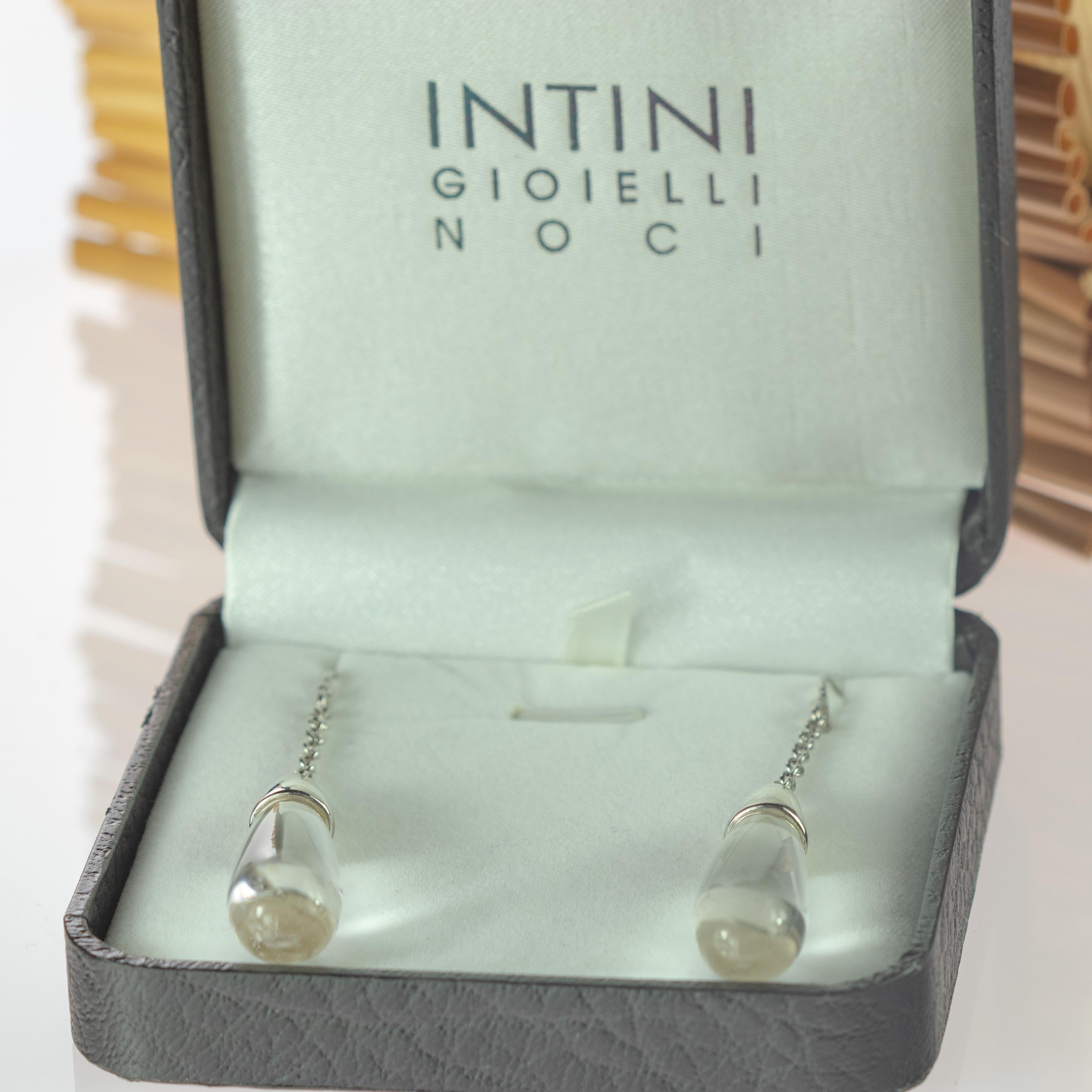 Orecchini di cristallo Rock Tear Drop in argento Sterling Dangle fatti a mano Deco Traslucido in vendita 7
