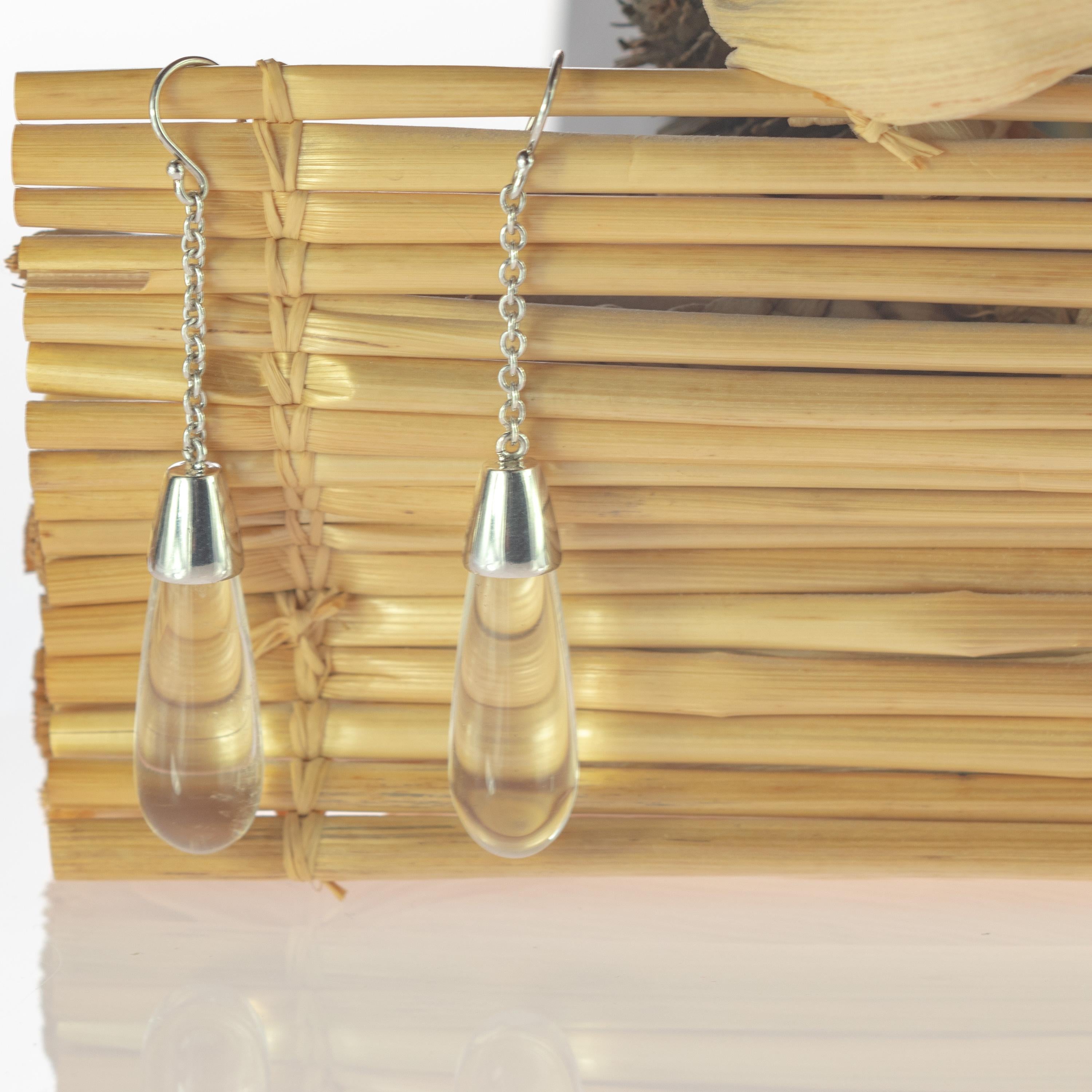 Orecchini di cristallo Rock Tear Drop in argento Sterling Dangle fatti a mano Deco Traslucido In condizioni Nuovo in vendita a Milano, IT