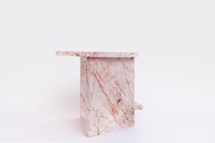 Minimalist Crystal rose Round Stone Coffee Table, Brazilian stone Quartzite