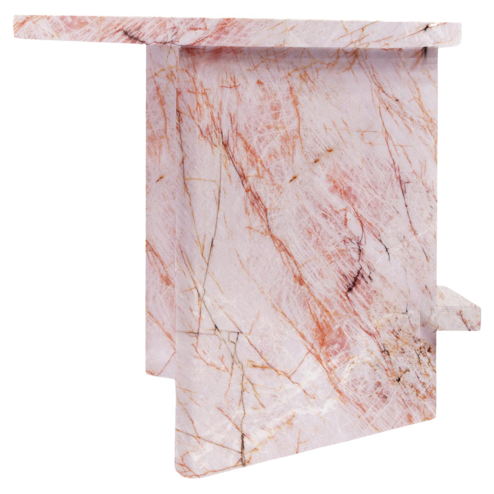 Table basse ronde en cristal rose, quartzite de pierre brésilienne, intérieur