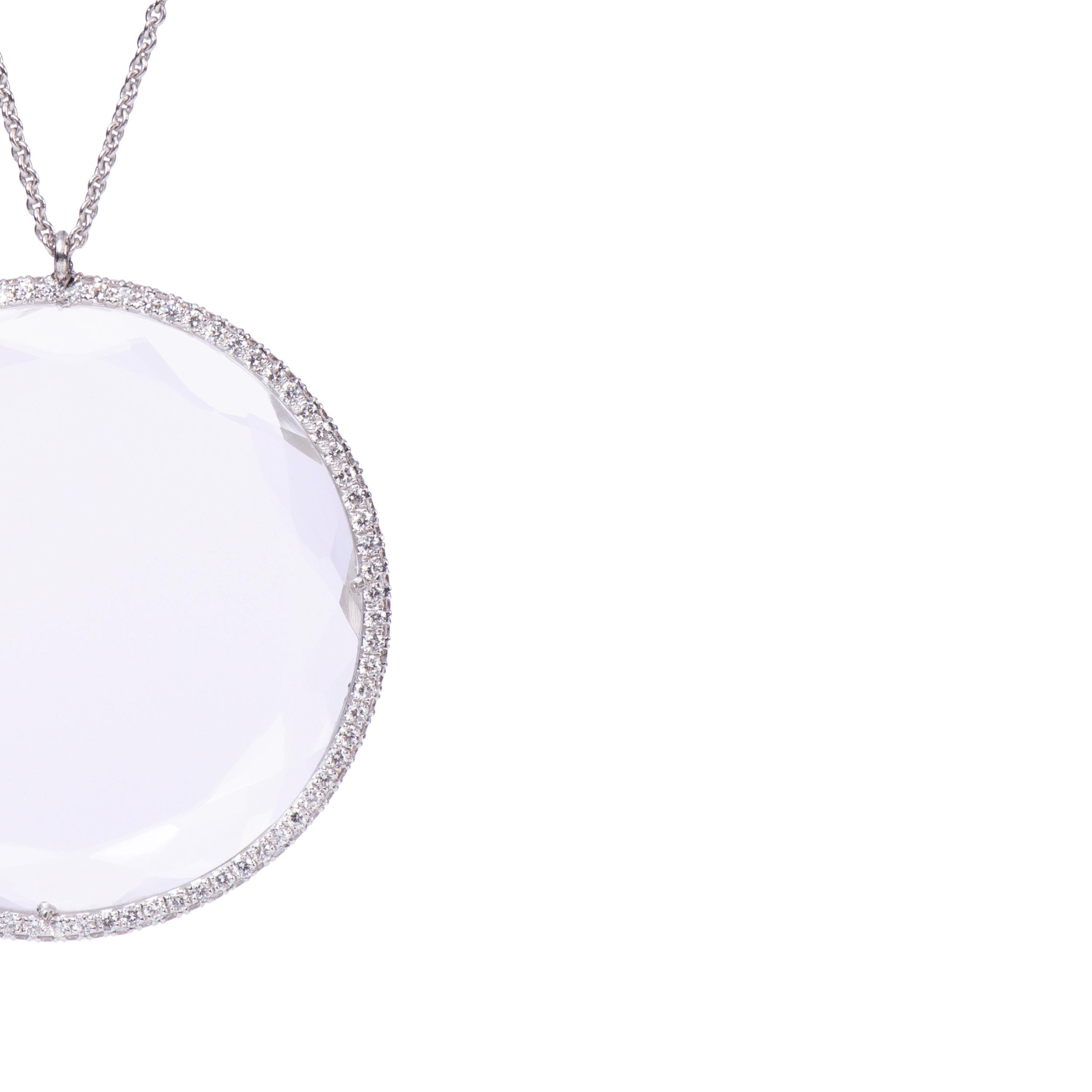 Women's Crystal Round Chain Pendant For Sale