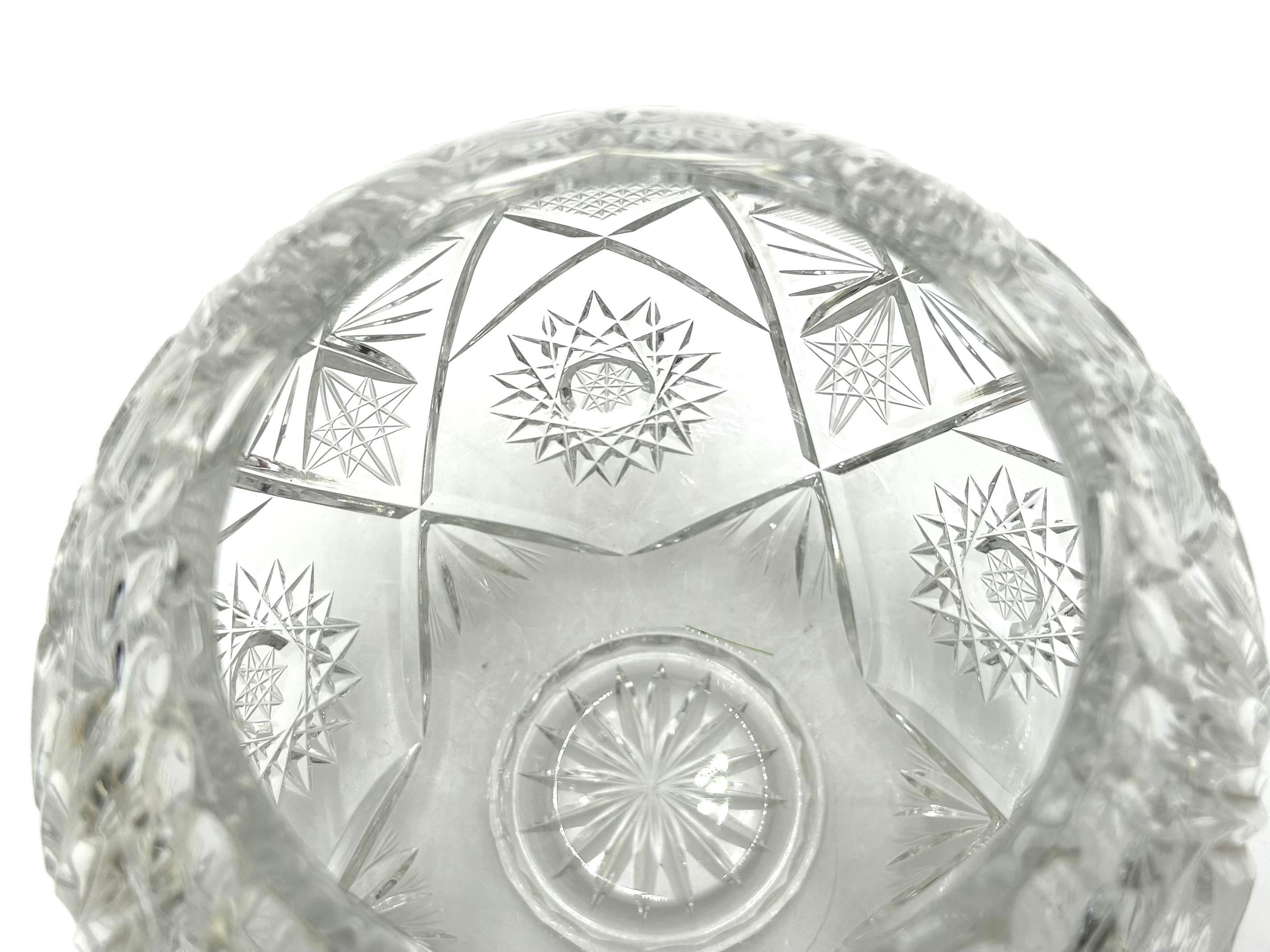 Crystal Round Vase, Poland, 1960s For Sale 1
