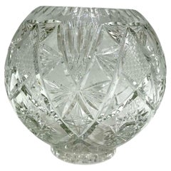 Vintage Crystal Round Vase, Poland, 1960s
