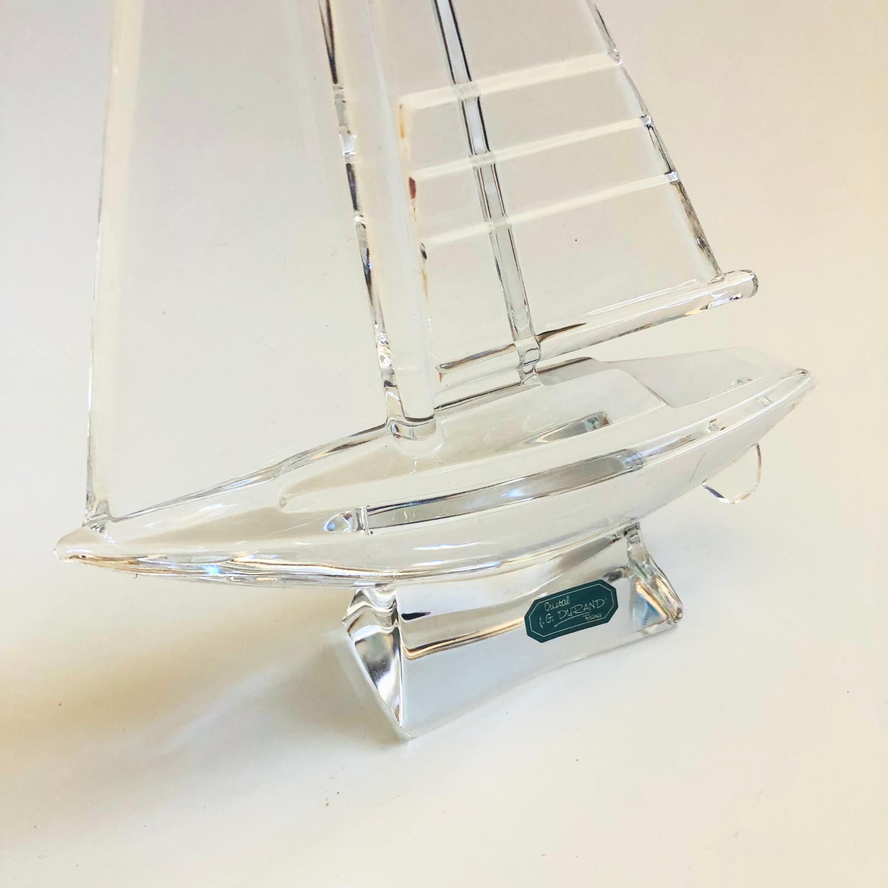 20th Century Crystal Sailboat by J G Durand, France