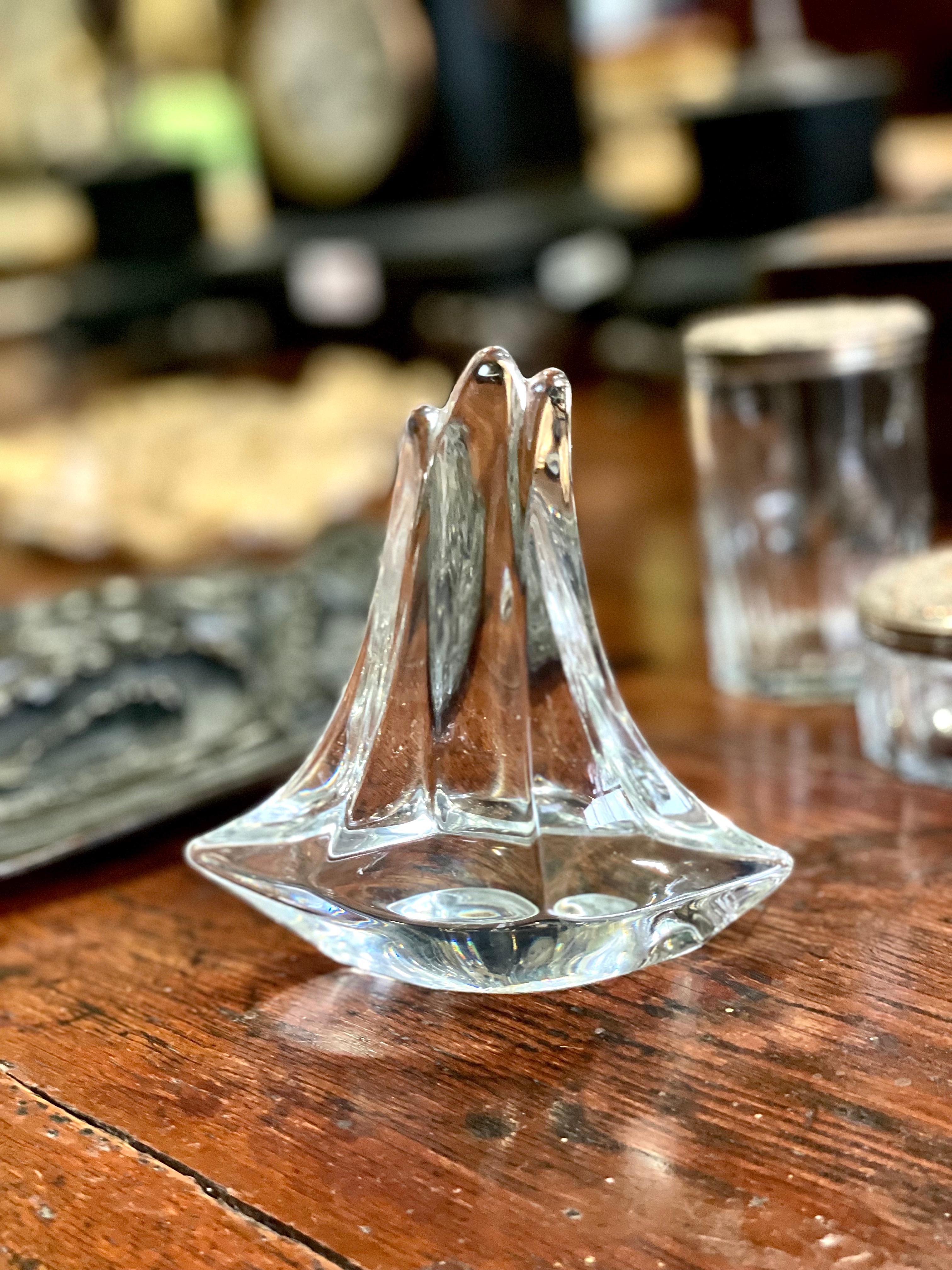 French Crystal Sailboat Ornament by DAUM France For Sale