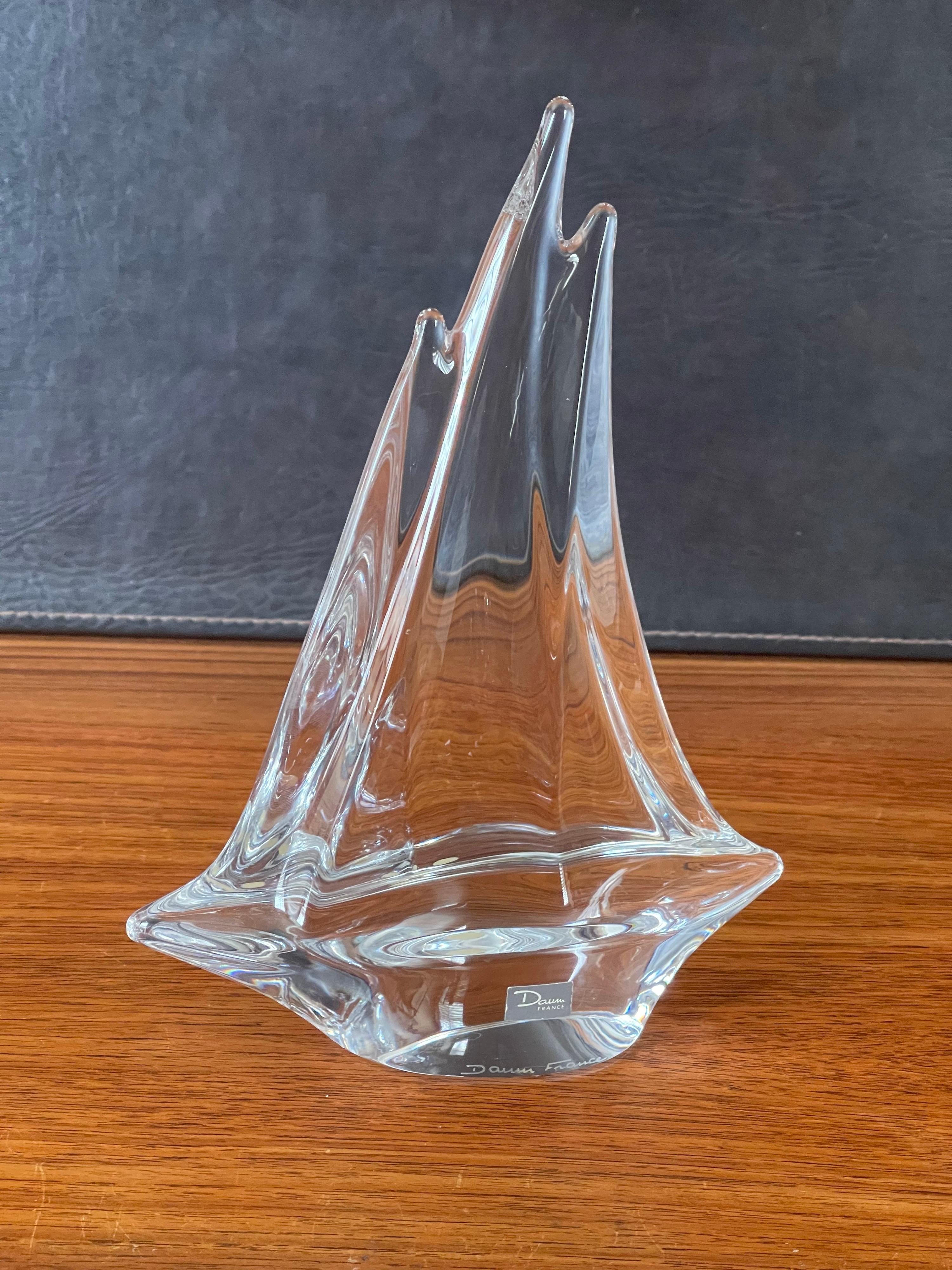 Hollywood Regency Crystal Sailboat Sculpture by Daum France