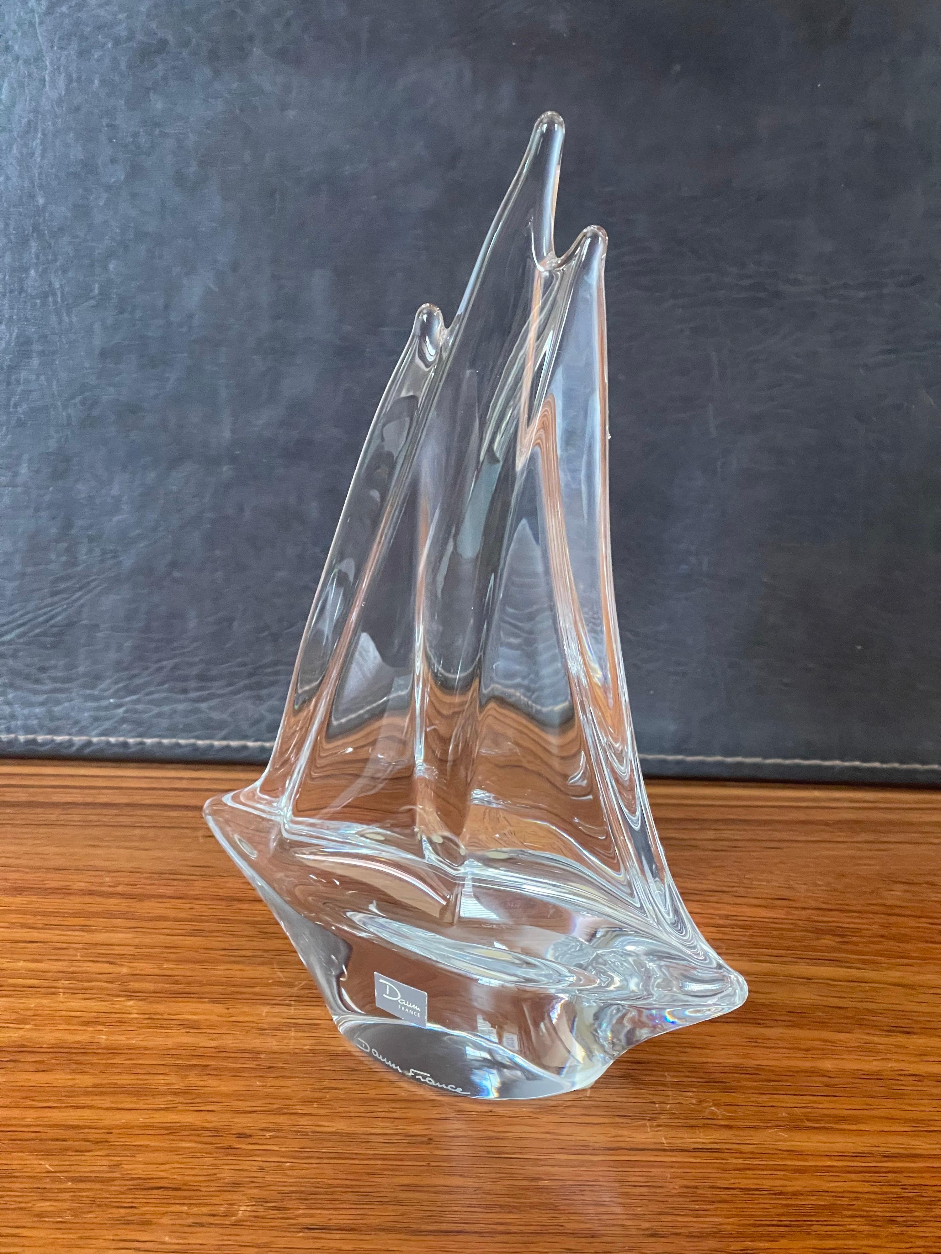 French Crystal Sailboat Sculpture by Daum France