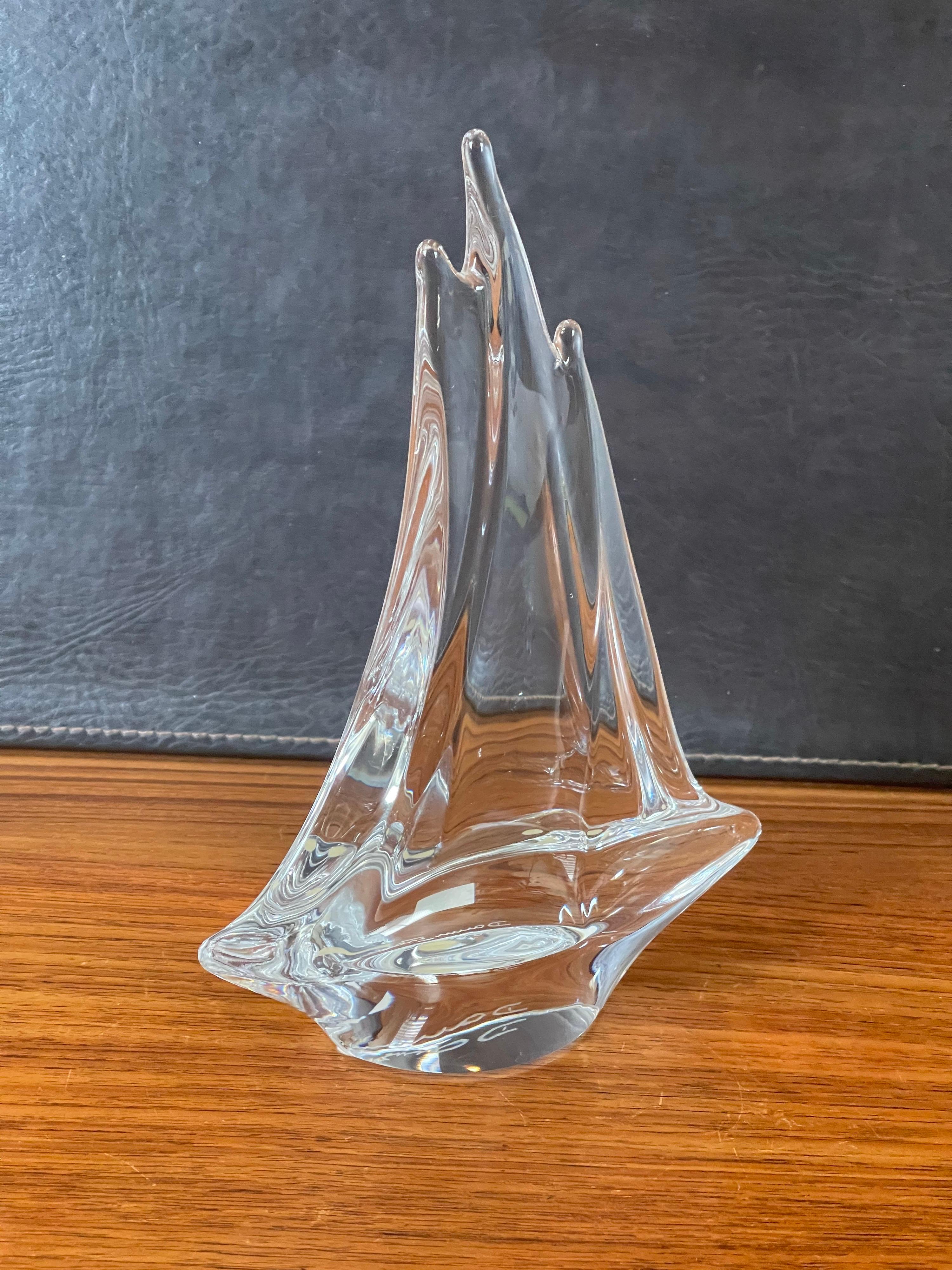 Contemporary Crystal Sailboat Sculpture by Daum France