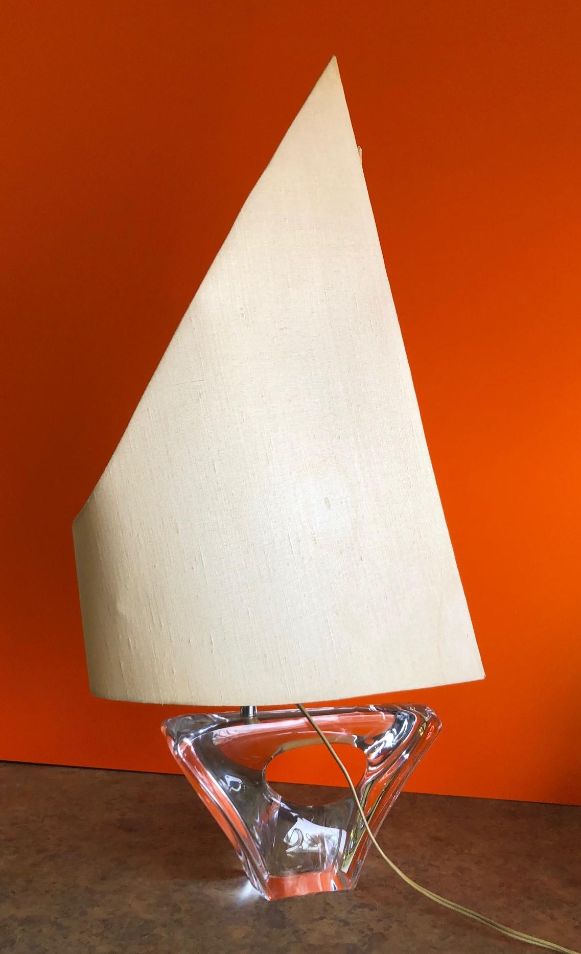 Hollywood Regency Crystal Sailboat Table Lamp Sculpture by Daum France